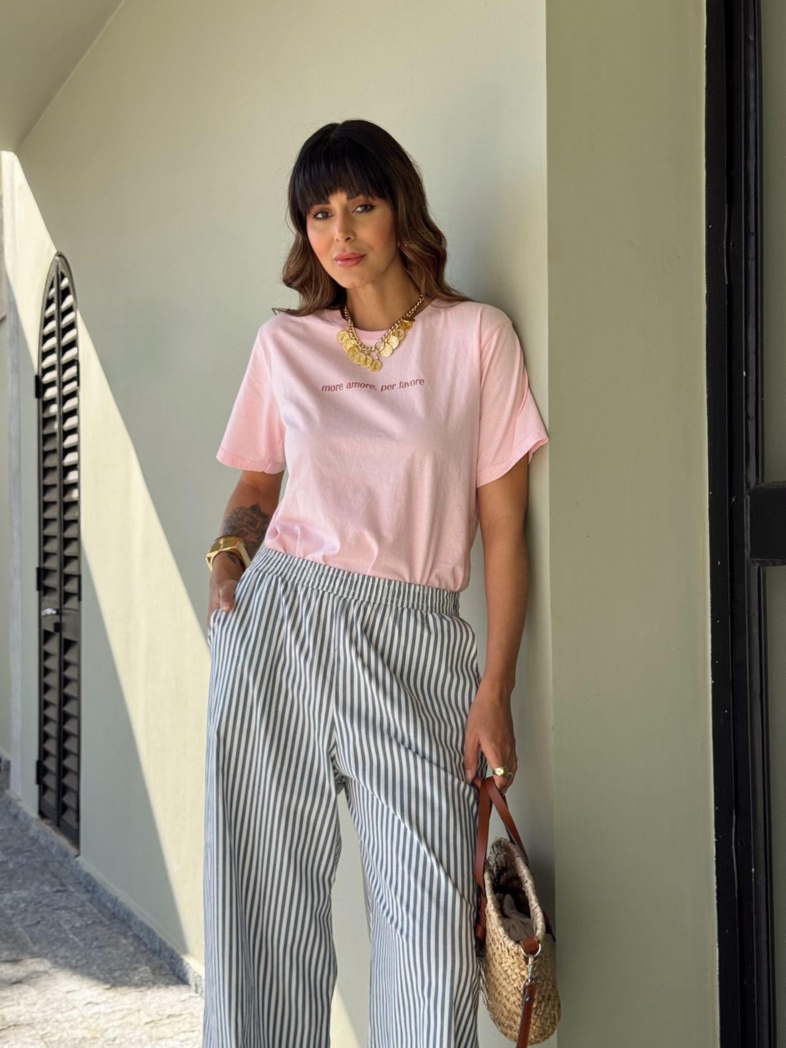 T-SHIRT ESTONADA MORE AMORE ROSA CANDY