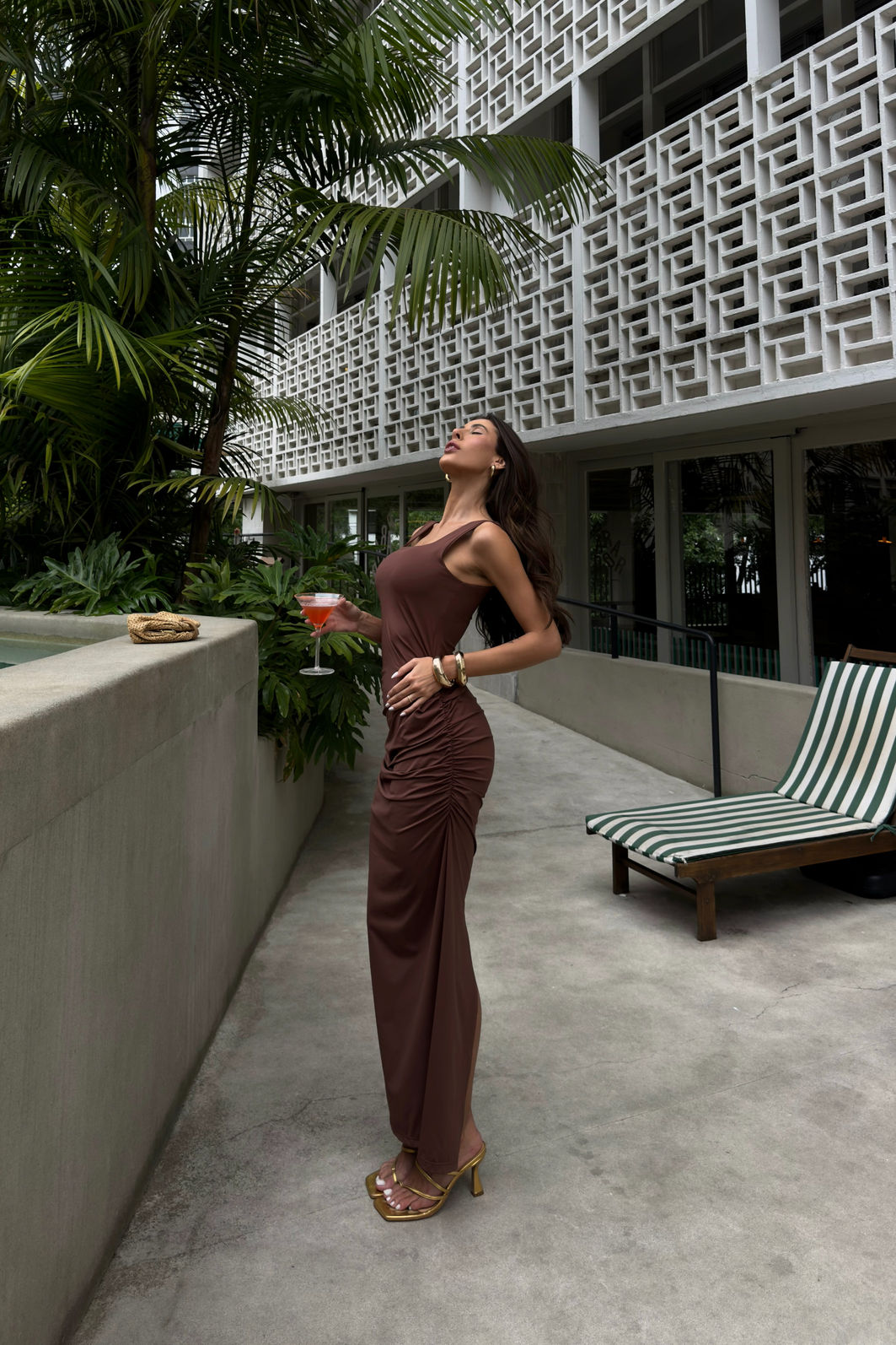 VESTIDO DECOTE QUADRADO GORGEOUS MARROM