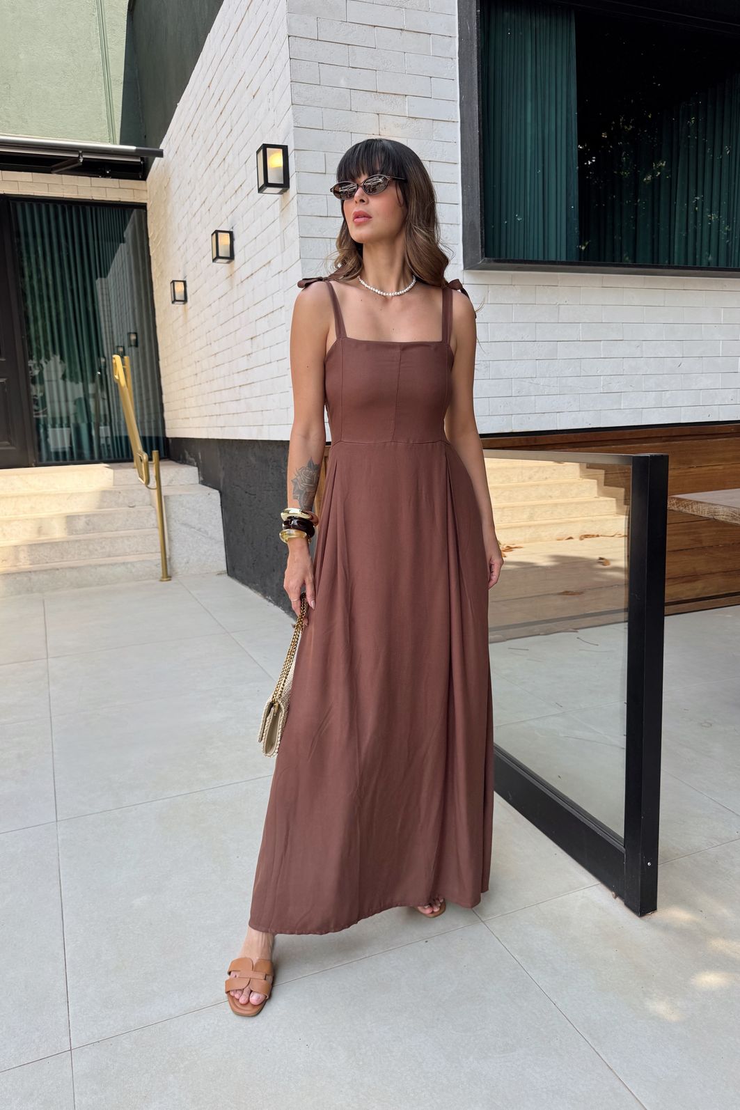 VESTIDO MIDI AGHATA MARROM VESTIDO MIDI AGHATA MARROM