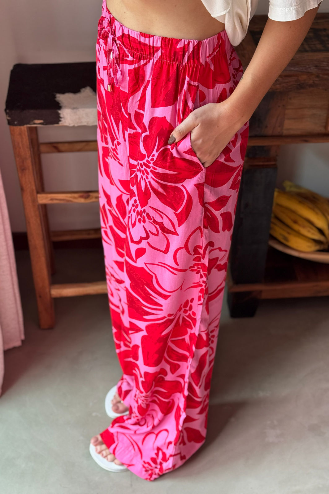 CALÇA PANTALONA LOUISE FLORAL ROSA CALÇA PANTALONA LOUISE FLORAL ROSA