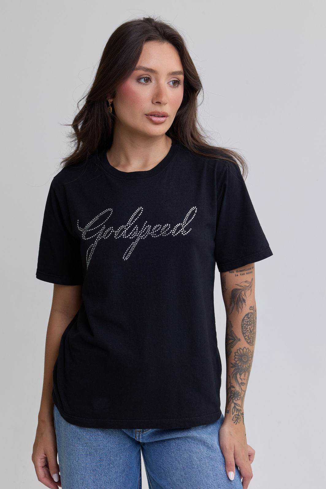 T-SHIRT ESTONADA GODSPEED (COM STRASS) PRETA T-SHIRT ESTONADA GODSPEED (COM STRASS) PRETA
