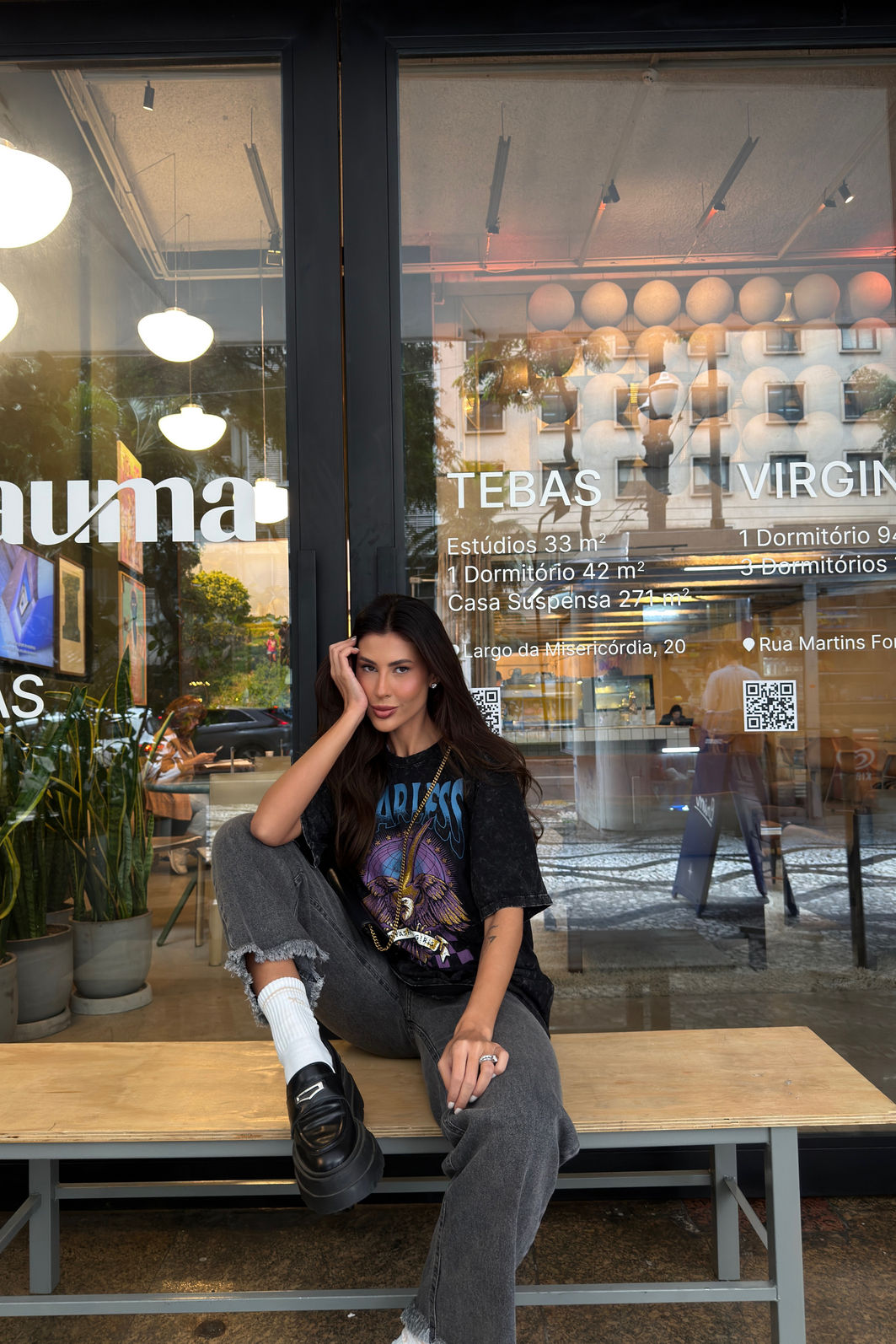 T-SHIRT OVERSIZED FOR FASHION GIRLS (COM GLITTER) PRETO SKY