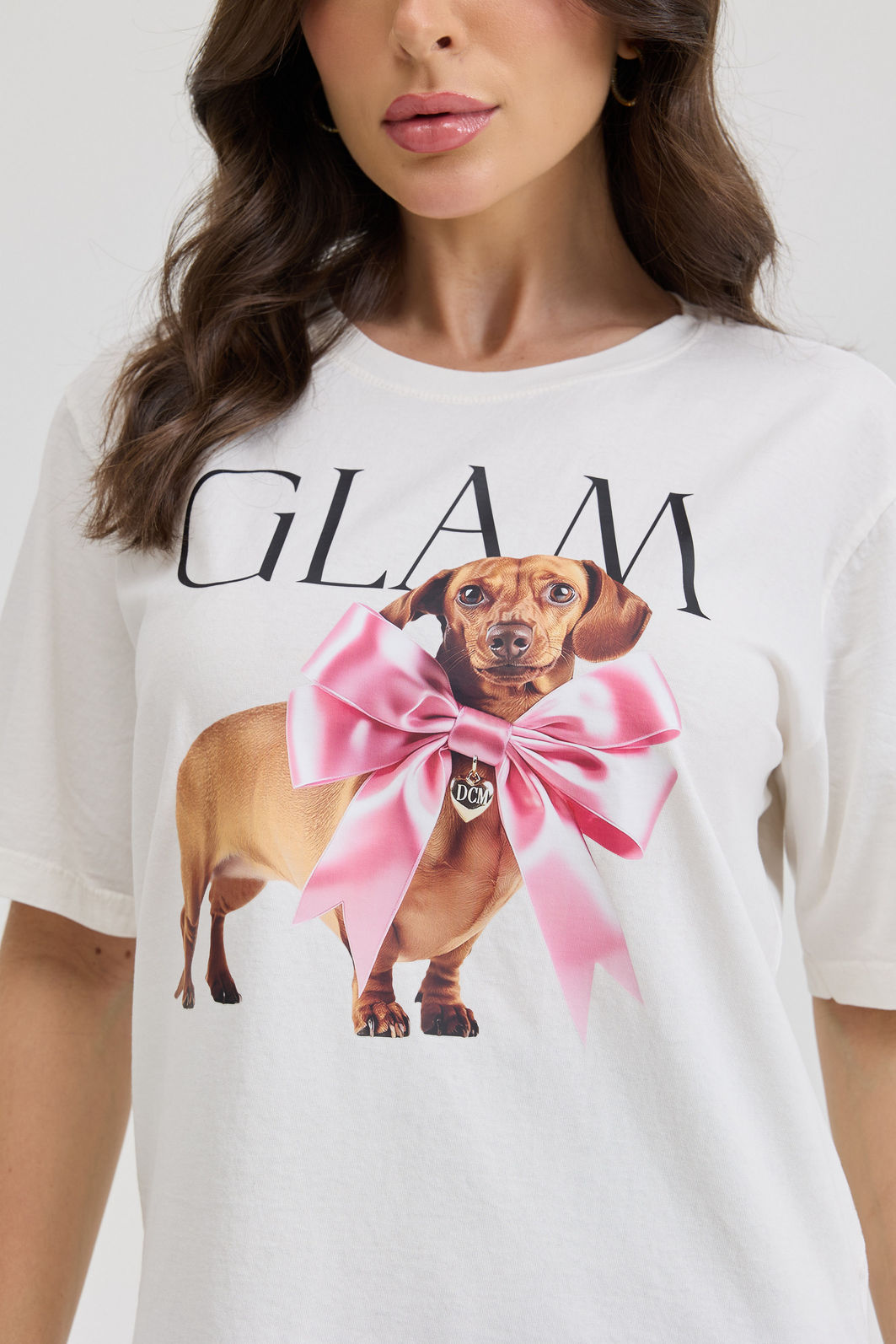 T-SHIRT ESTONADA GLAM DOG LAÇO OFF WHITE T-SHIRT ESTONADA GLAM DOG LAÇO OFF WHITE