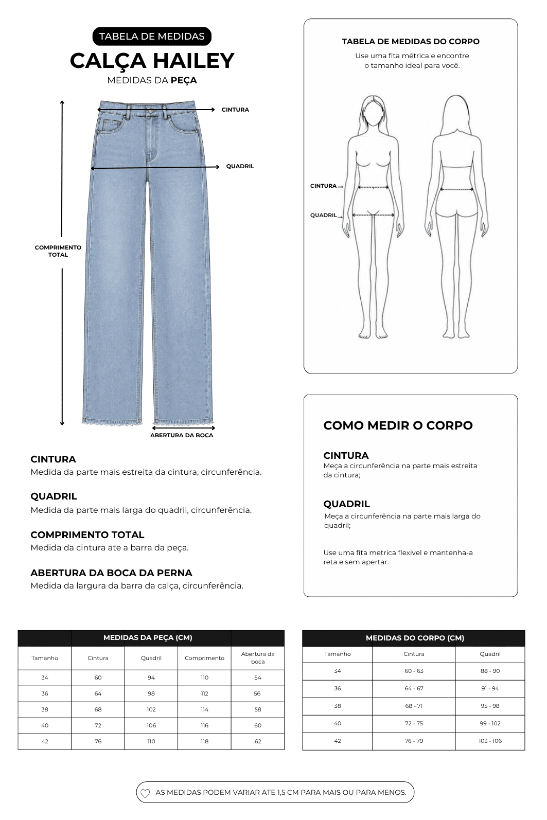 CALÇA JEANS WIDE LEG HAILEY AZUL CLARO CALÇA JEANS WIDE LEG HAILEY AZUL CLARO