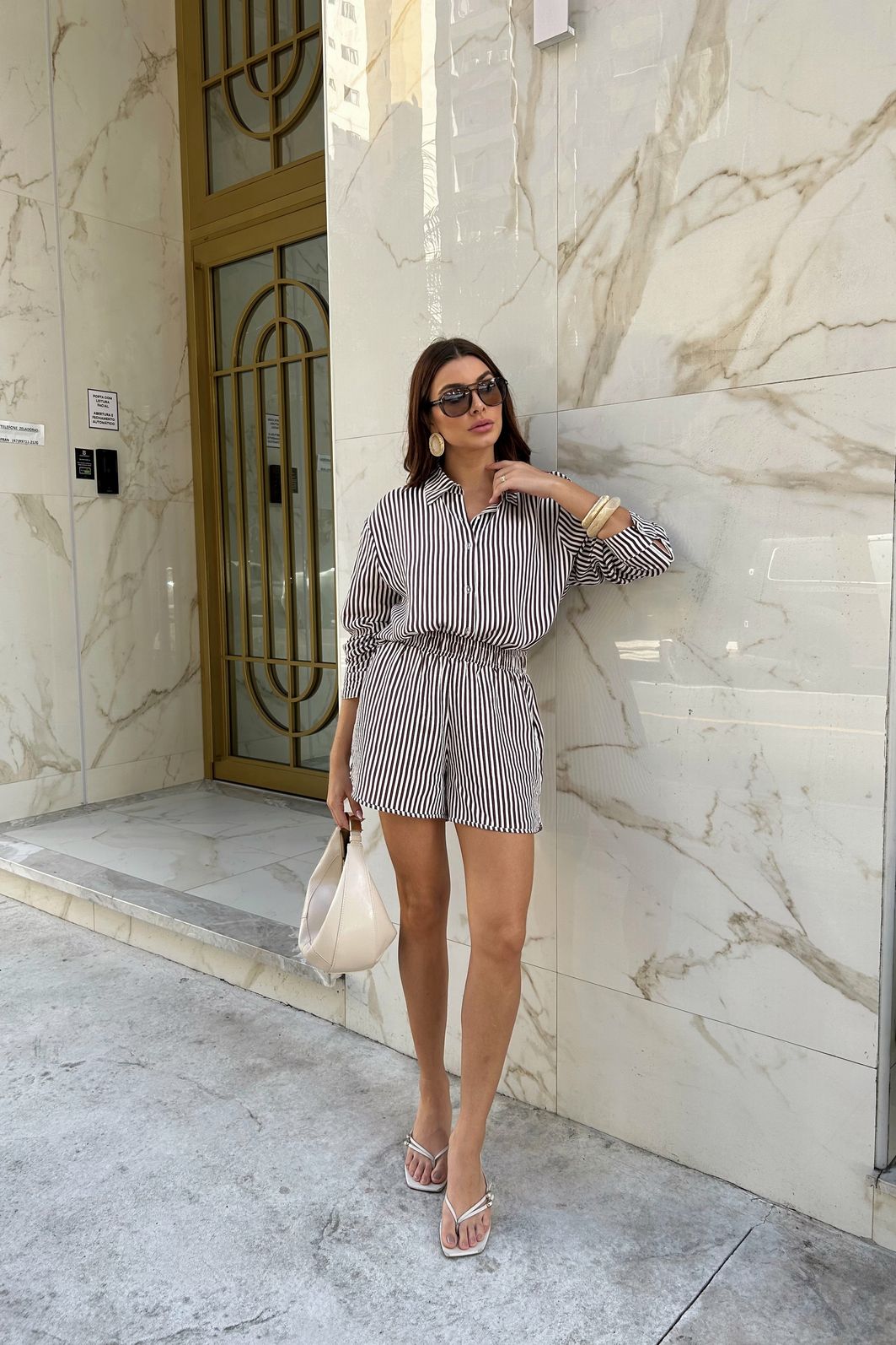 CONJUNTO LISTRADO MARESIA MARROM CONJUNTO LISTRADO MARESIA MARROM