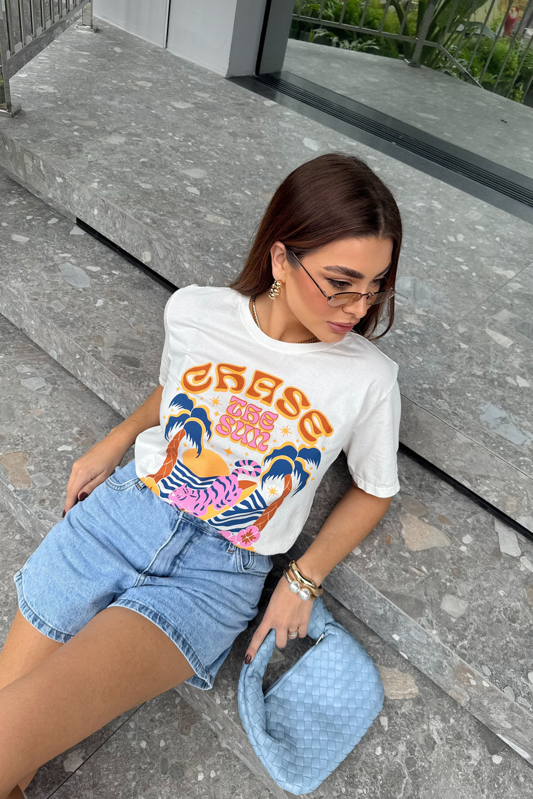 T-SHIRT ESTONADA CHASE SUN CALIFORNIA OFF WHITE