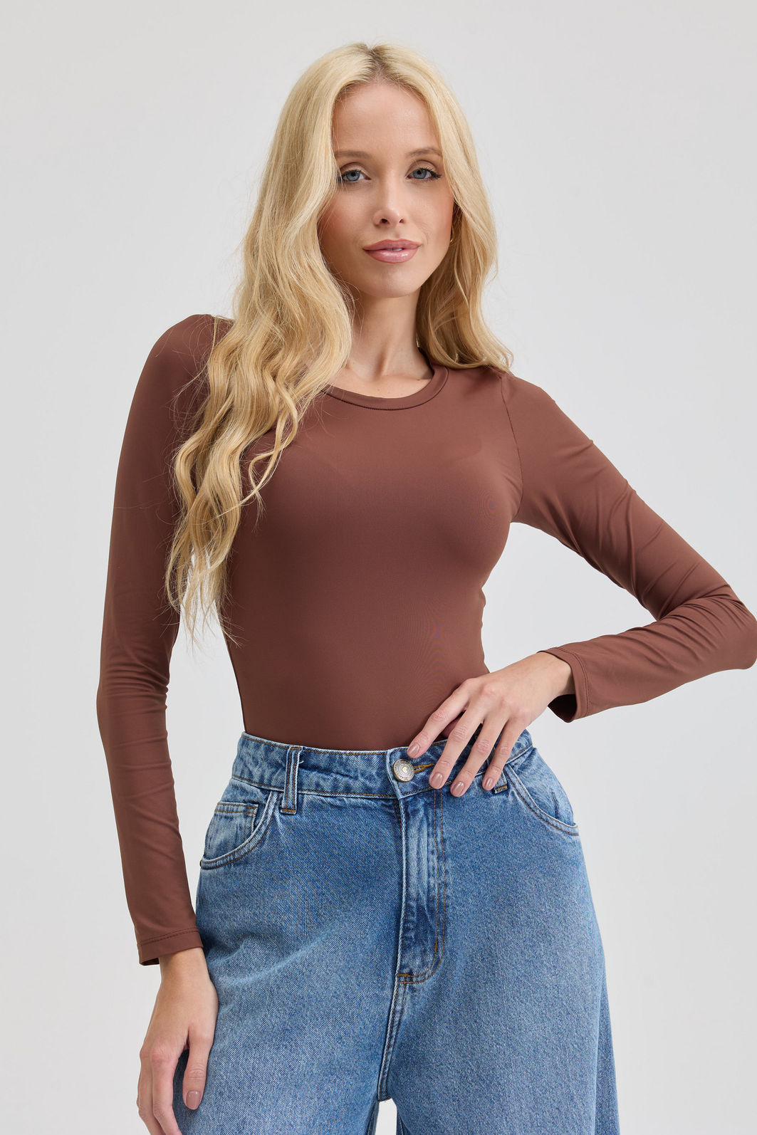 BODY MANGA LONGA NAOMI MARROM BODY MANGA LONGA NAOMI MARROM
