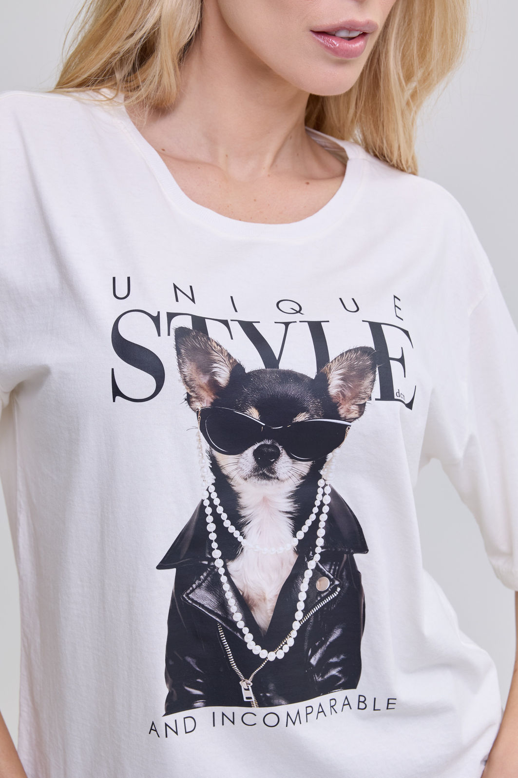 T-SHIRT ESTONADA CHIHUAHUA UNIQUE OFF WHITE T-SHIRT ESTONADA CHIHUAHUA UNIQUE OFF WHITE