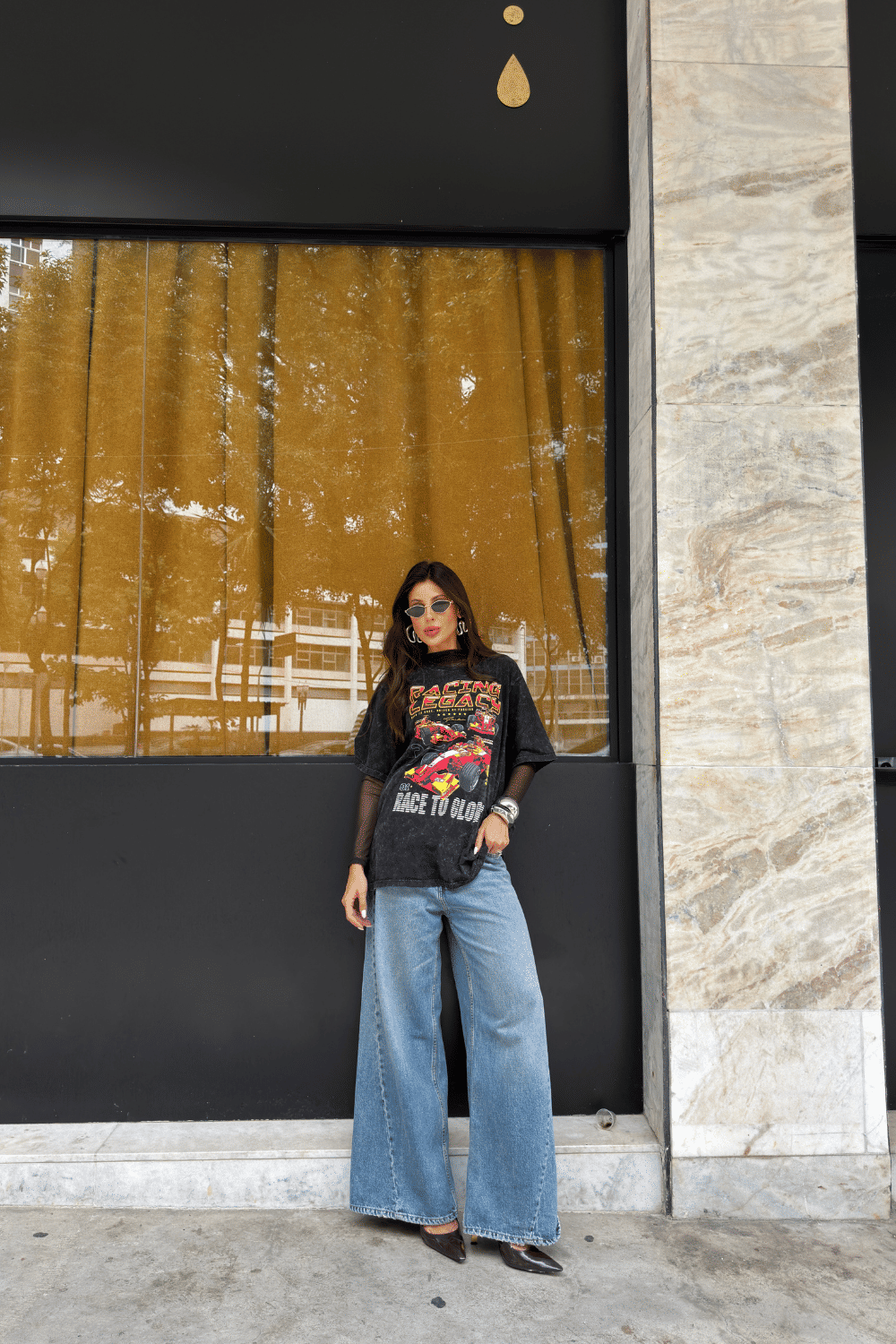 T-SHIRT OVERSIZED RACING LEGACY PRETO SKY T-SHIRT OVERSIZED RACING LEGACY PRETO SKY