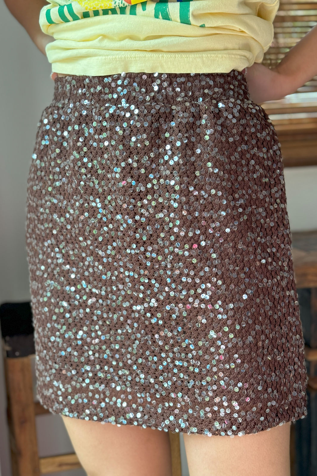 SAIA CURTA HANDMADE PAETÊ MARROM SAIA CURTA HANDMADE PAETÊ MARROM
