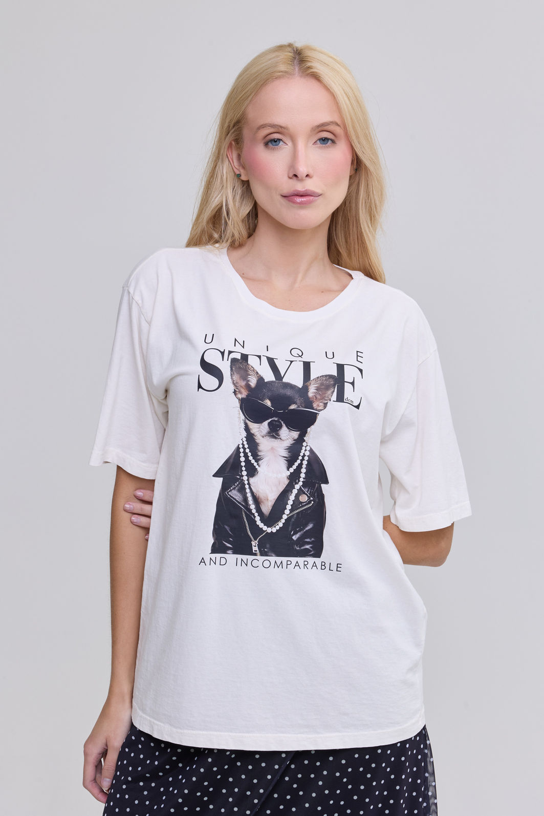 T-SHIRT ESTONADA CHIHUAHUA UNIQUE OFF WHITE T-SHIRT ESTONADA CHIHUAHUA UNIQUE OFF WHITE