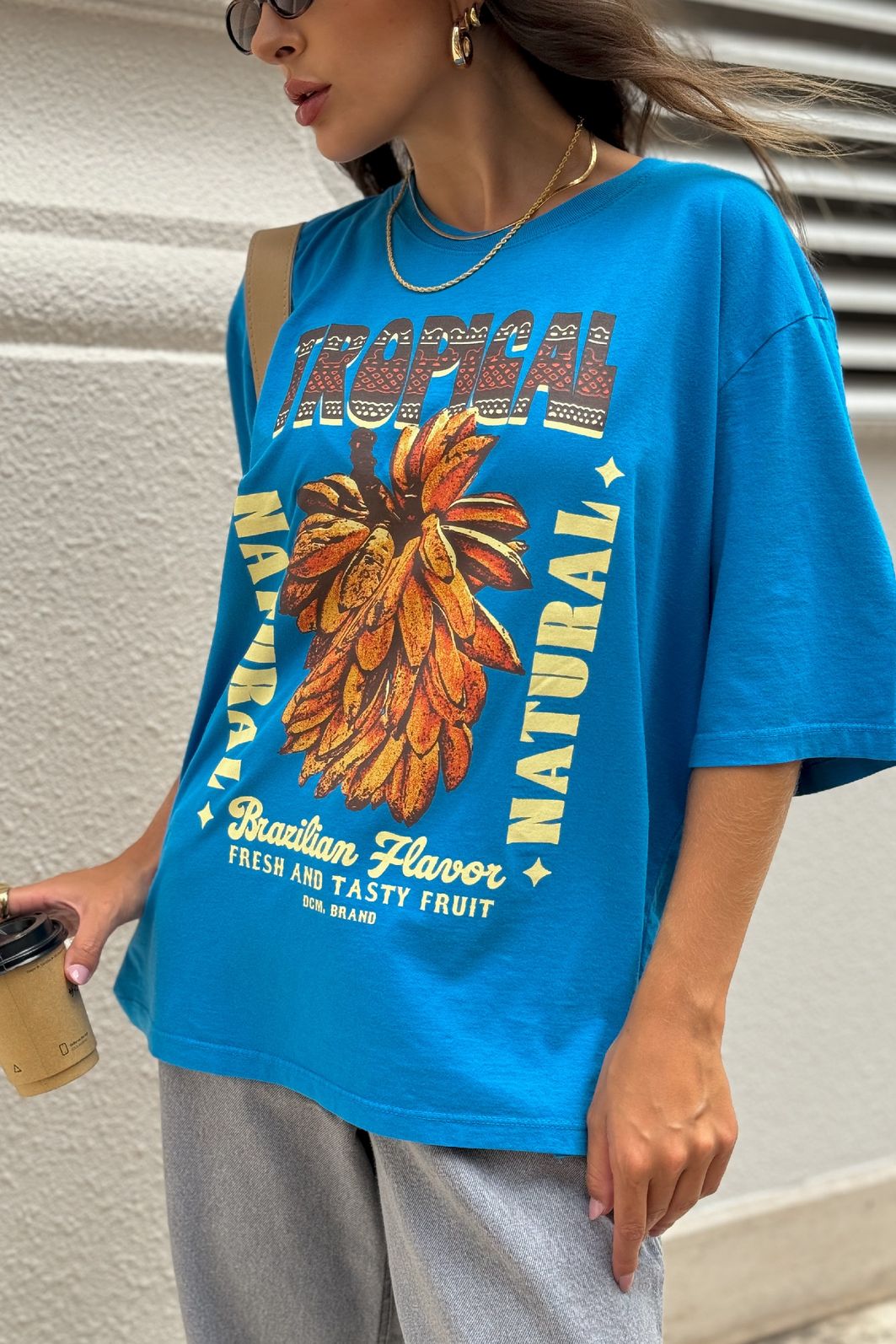 T-SHIRT OVERSIZED TROPICAL BANANA AZUL T-SHIRT OVERSIZED TROPICAL BANANA AZUL