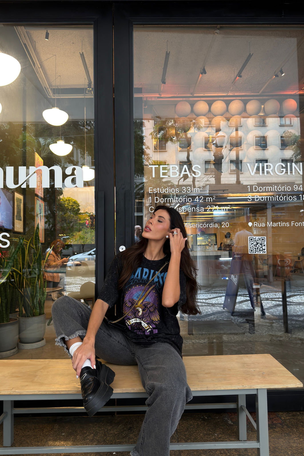 T-SHIRT OVERSIZED FOR FASHION GIRLS (COM GLITTER) PRETO SKY