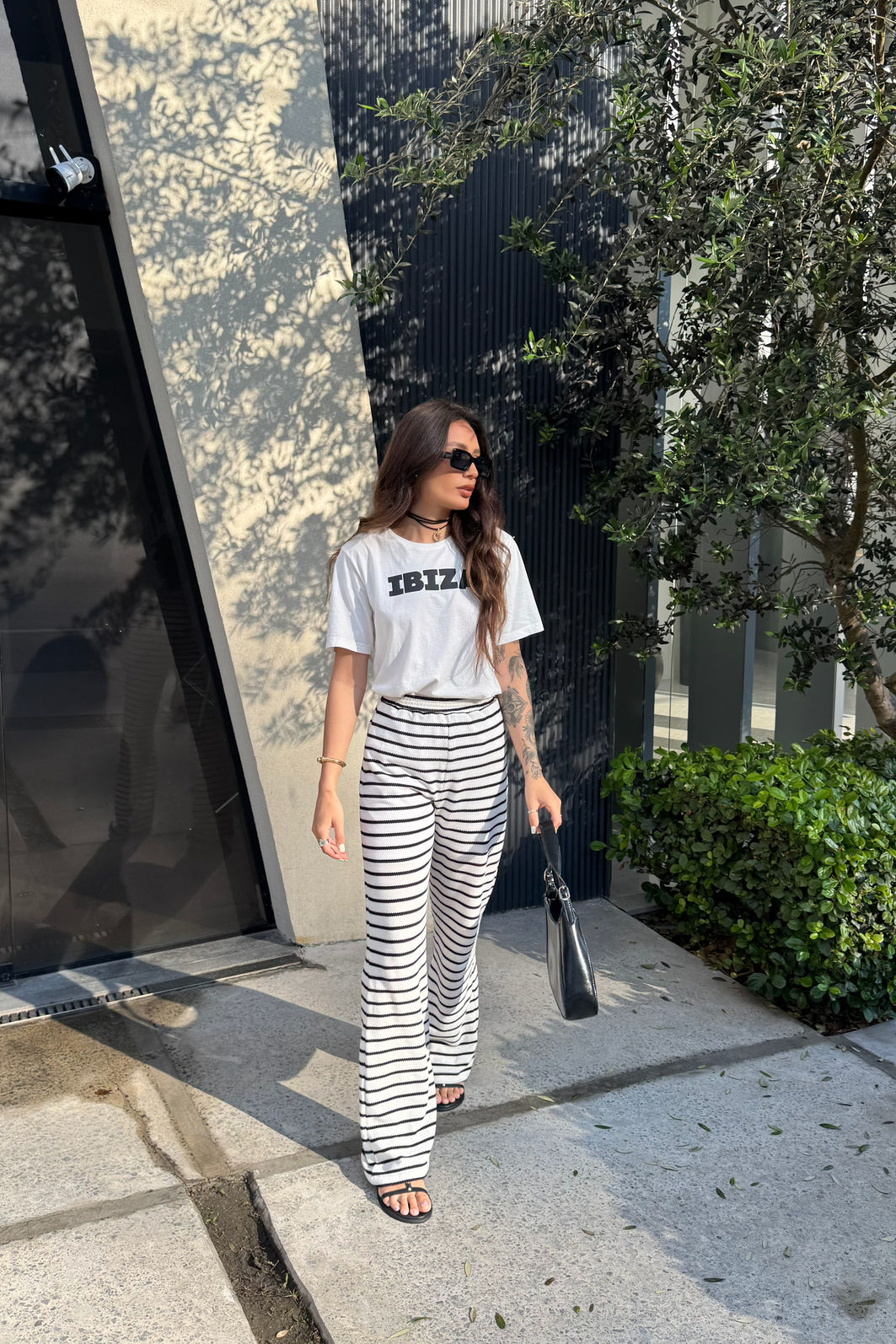 CALÇA JULIA LISTRADA NAVY OFF WHITE