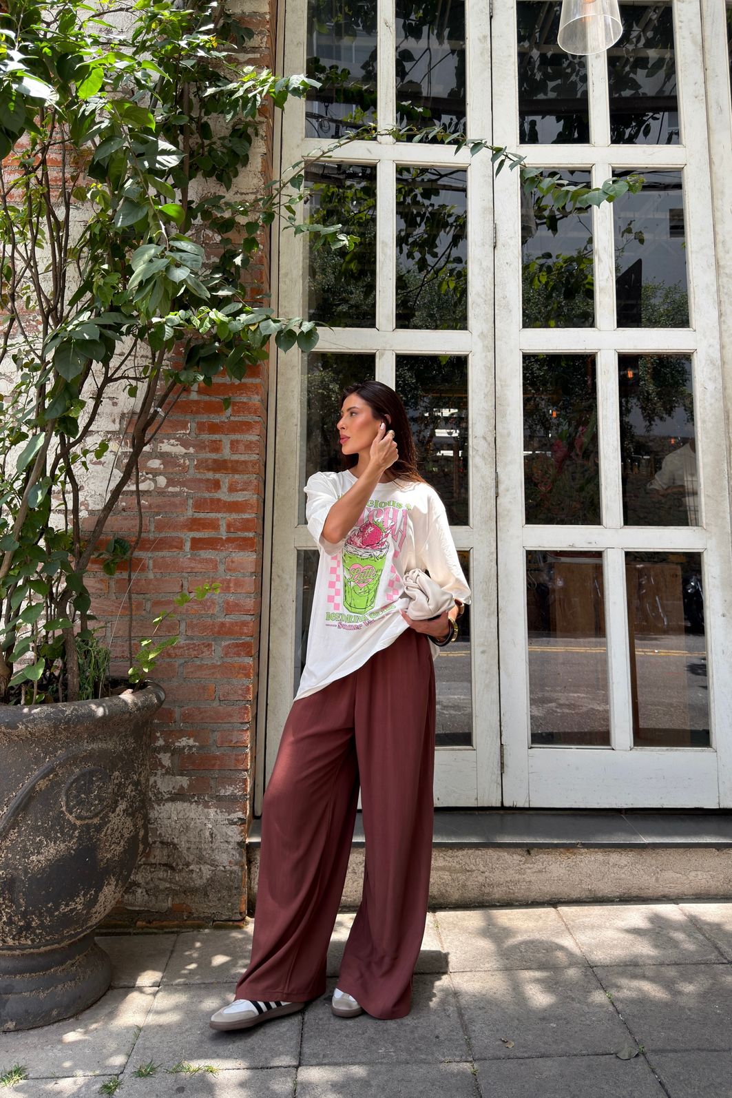 CALÇA PANTALONA VISCOLINHO LIA MARROM CALÇA PANTALONA VISCOLINHO LIA MARROM