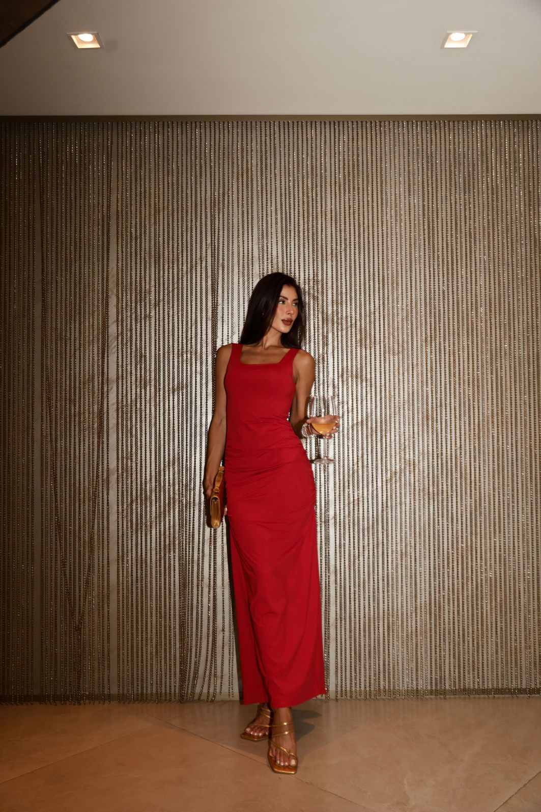 VESTIDO DECOTE QUADRADO GORGEOUS VERMELHO