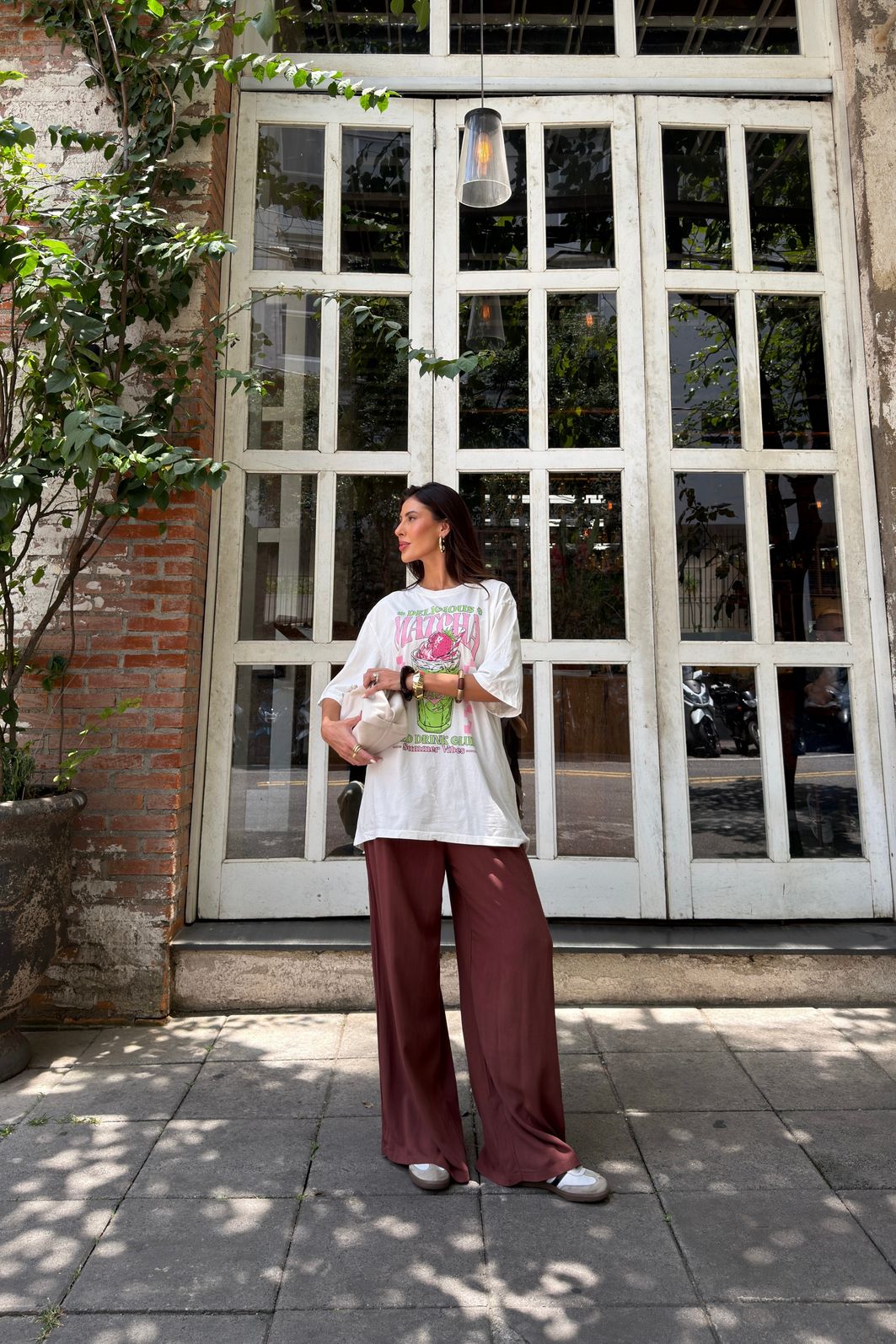 CALÇA PANTALONA VISCOLINHO LIA MARROM CALÇA PANTALONA VISCOLINHO LIA MARROM