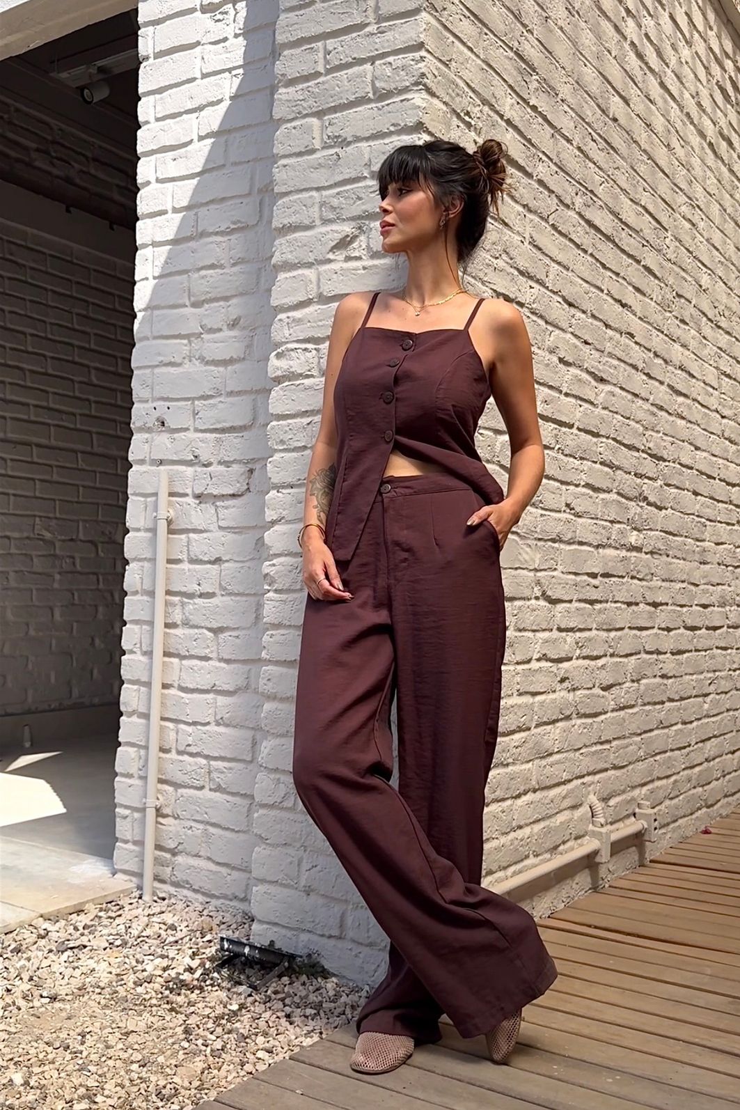 CONJUNTO ALFAIATARIA PORTOFINO MARROM