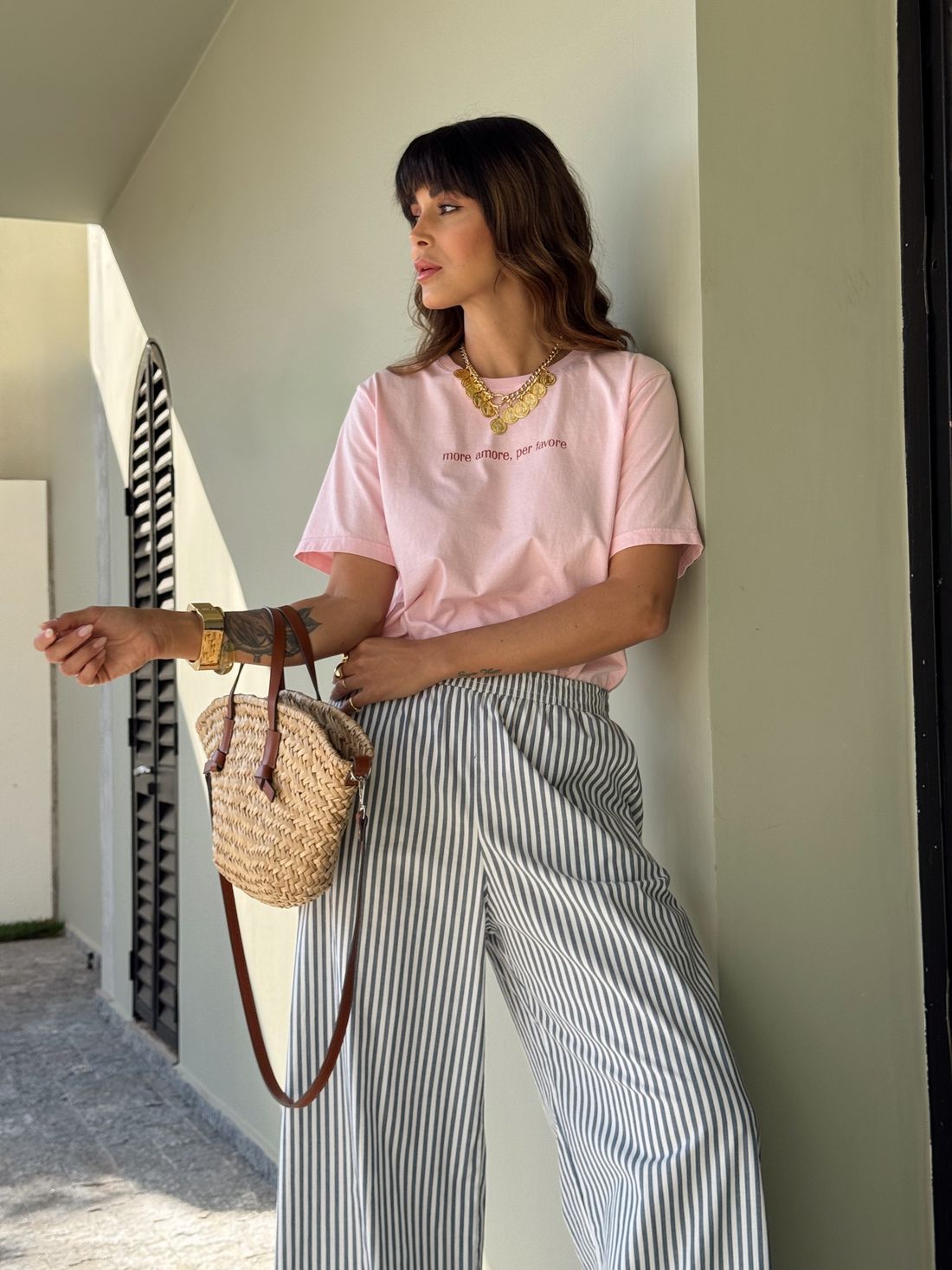 T-SHIRT ESTONADA MORE AMORE ROSA CANDY