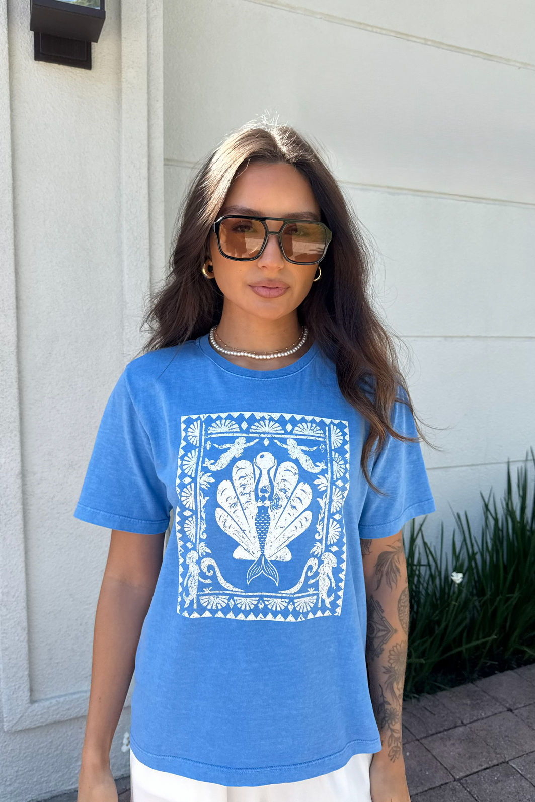 T-SHIRT ESTONADA MERMAID ELEGANCE AZUL CÉU T-SHIRT ESTONADA MERMAID ELEGANCE AZUL CÉU
