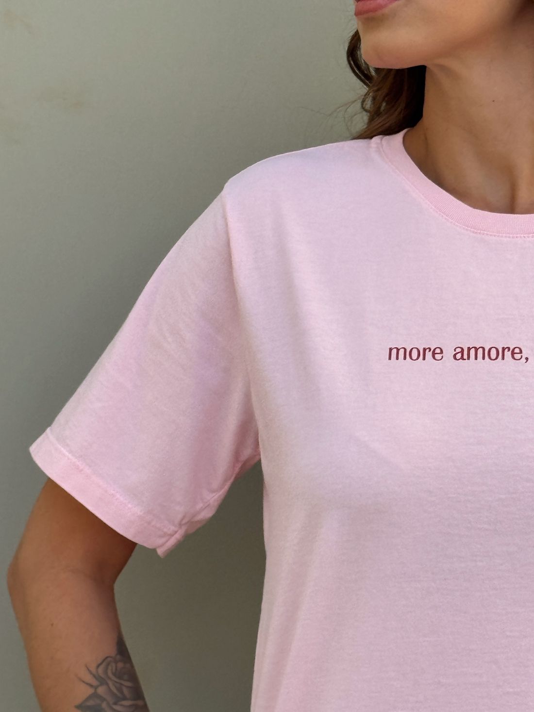 T-SHIRT ESTONADA MORE AMORE ROSA CANDY