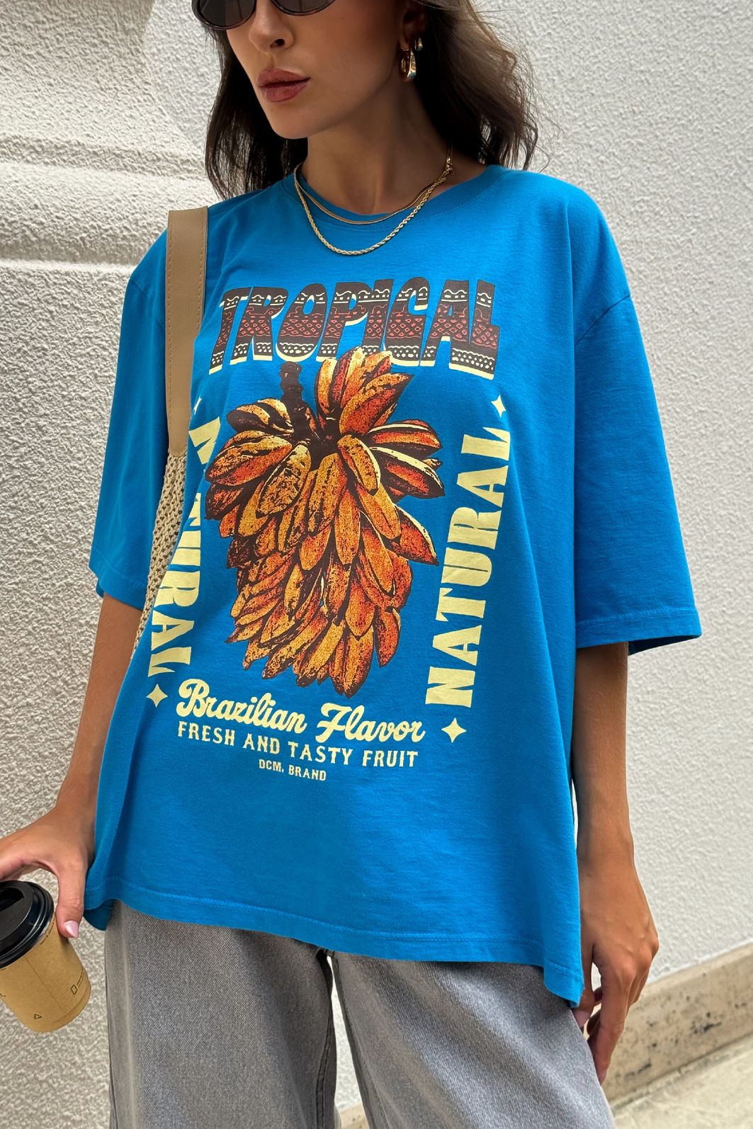T-SHIRT OVERSIZED TROPICAL BANANA AZUL T-SHIRT OVERSIZED TROPICAL BANANA AZUL
