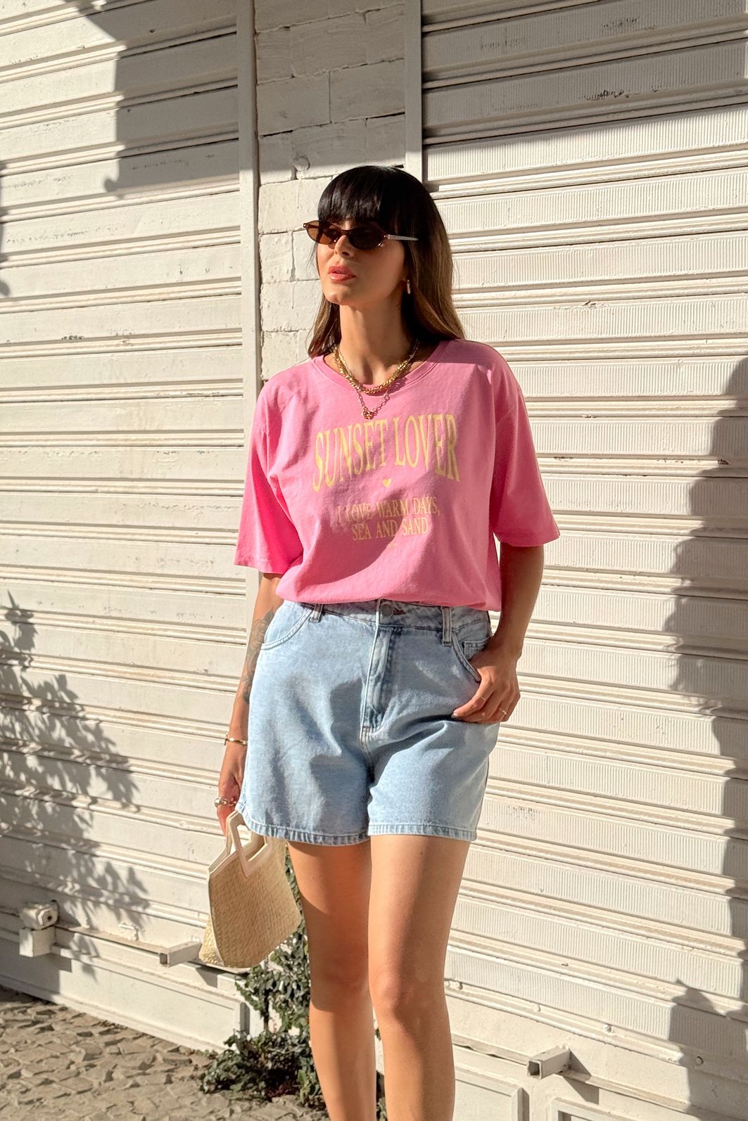 T-SHIRT ESTONADA SUNSET LOVER ROSA CREAM T-SHIRT ESTONADA SUNSET LOVER ROSA CREAM