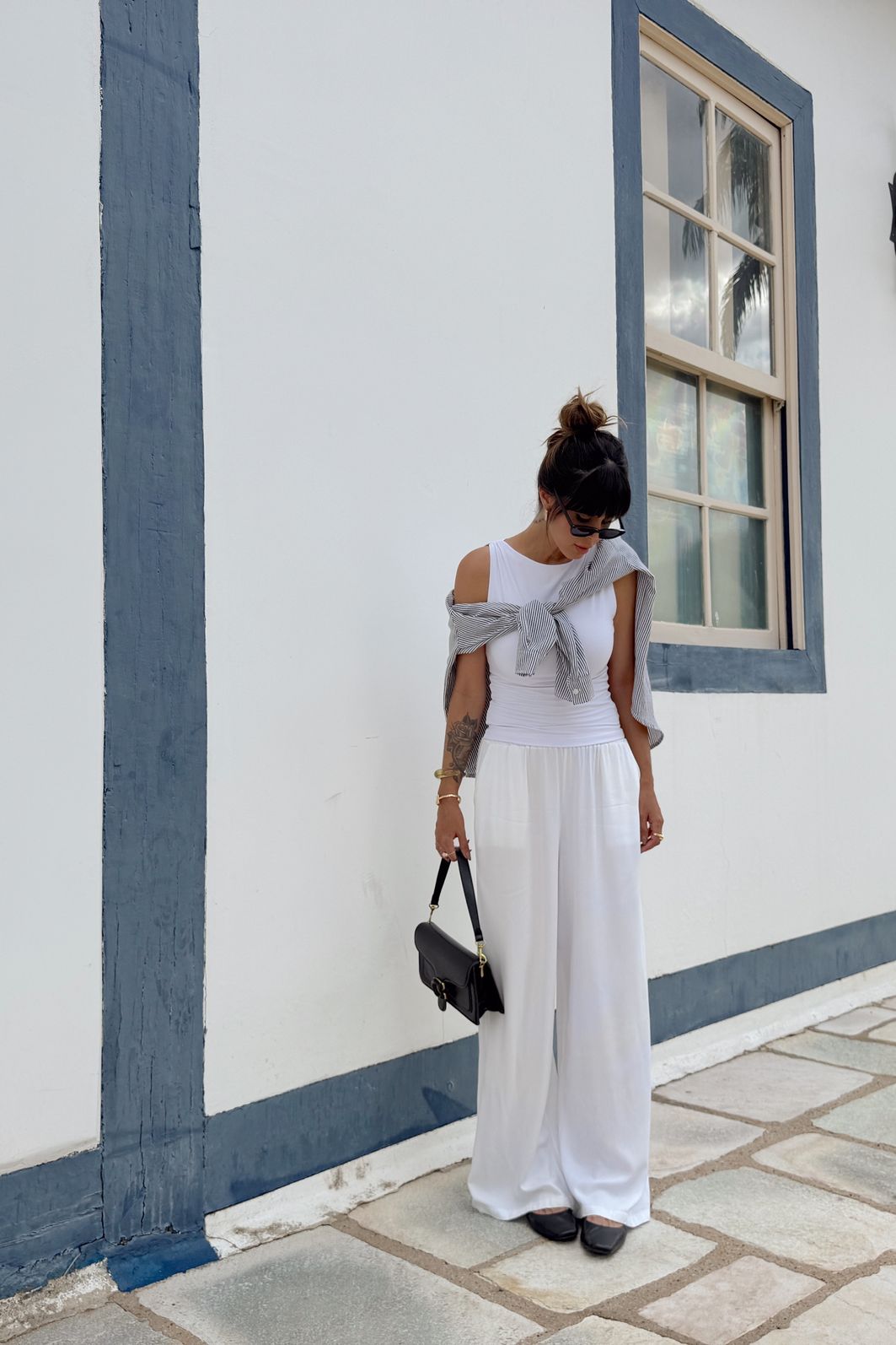 CAMISA BOTÕES LISTRAS OVER THAIS PRETA CAMISA BOTÕES LISTRAS OVER THAIS PRETA