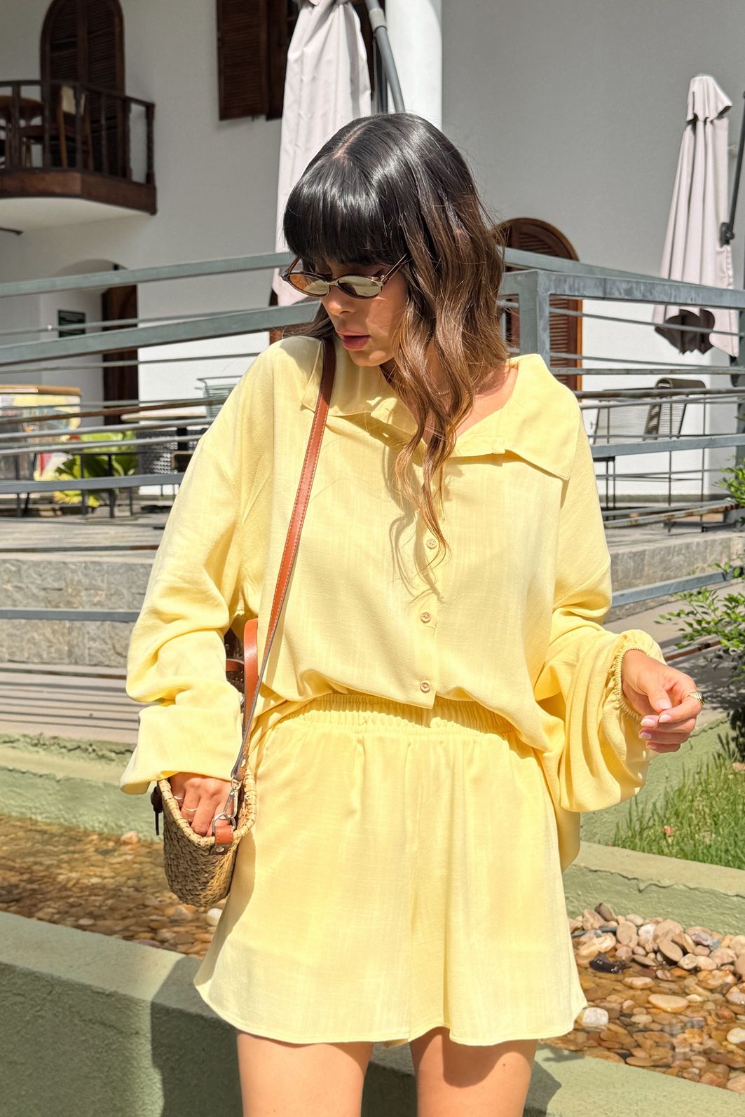 CAMISA MANGA PERA ANA AMARELO MANTEIGA CAMISA MANGA PERA ANA AMARELO MANTEIGA