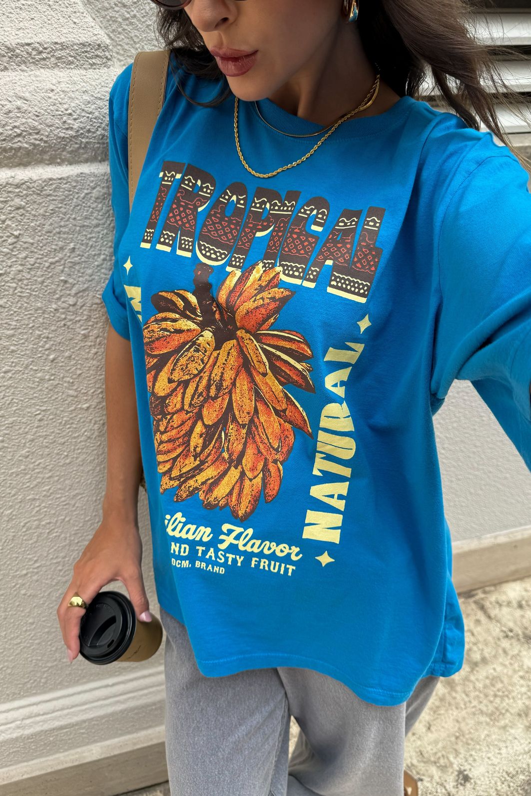 T-SHIRT OVERSIZED TROPICAL BANANA AZUL T-SHIRT OVERSIZED TROPICAL BANANA AZUL