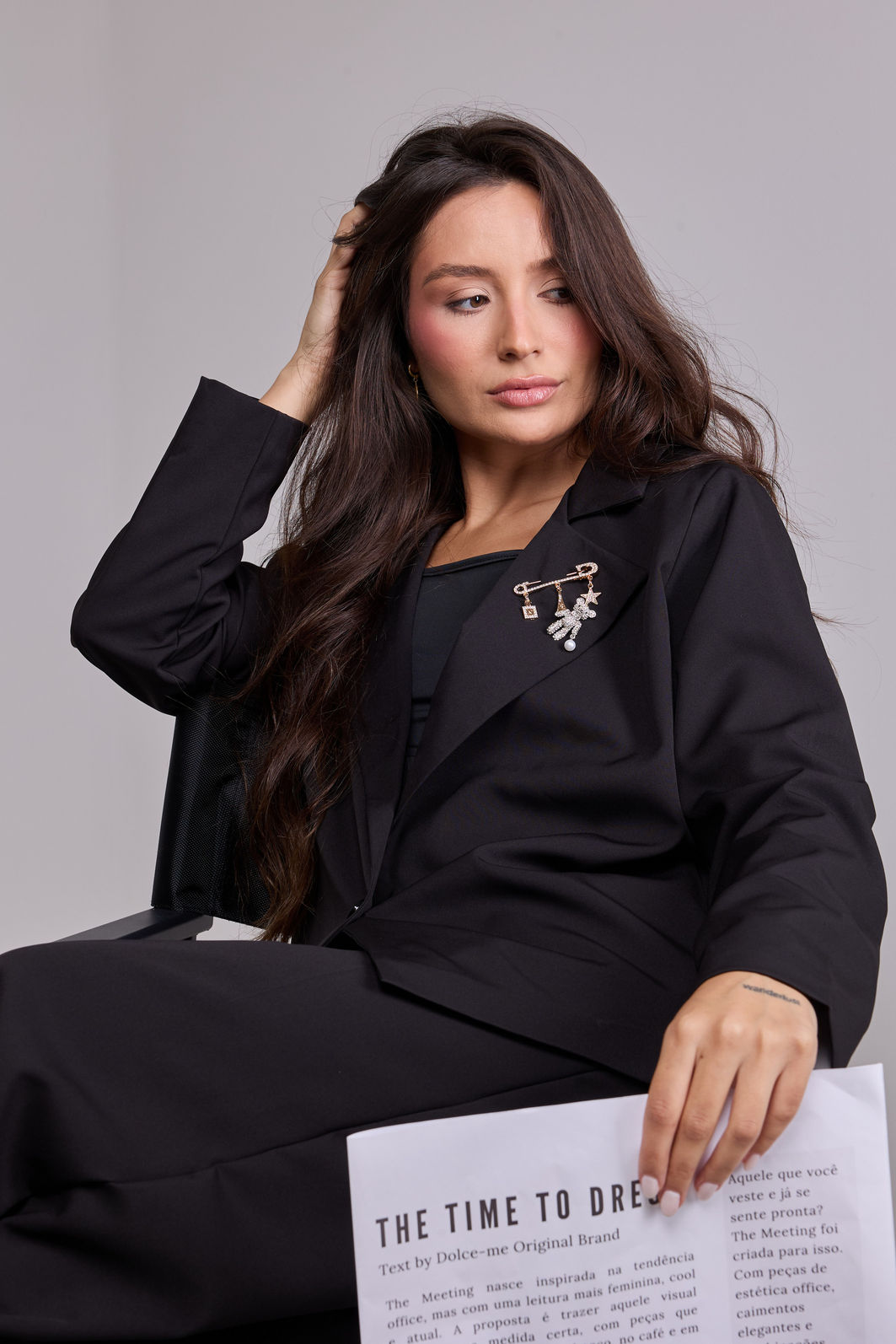 BLAZER DE ALFAIATARIA MANGA LONGA OVERSIZED FRANCESCA PRETO