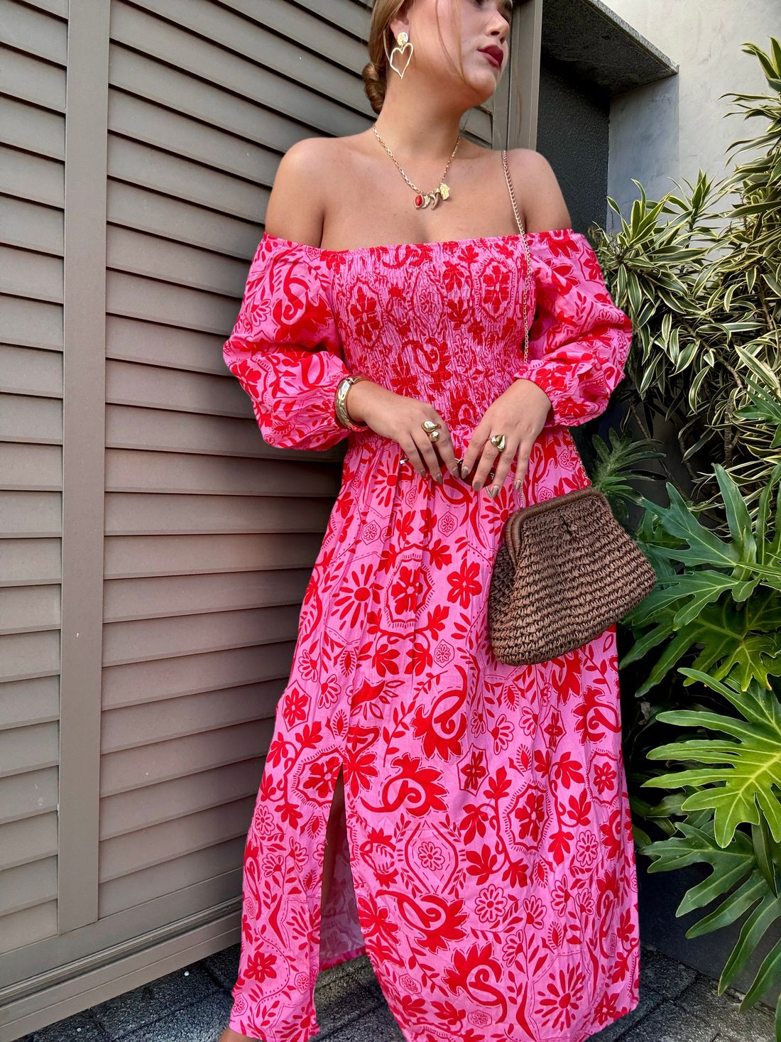 VESTIDO MIDI BARBARA LA FIORE ROSA