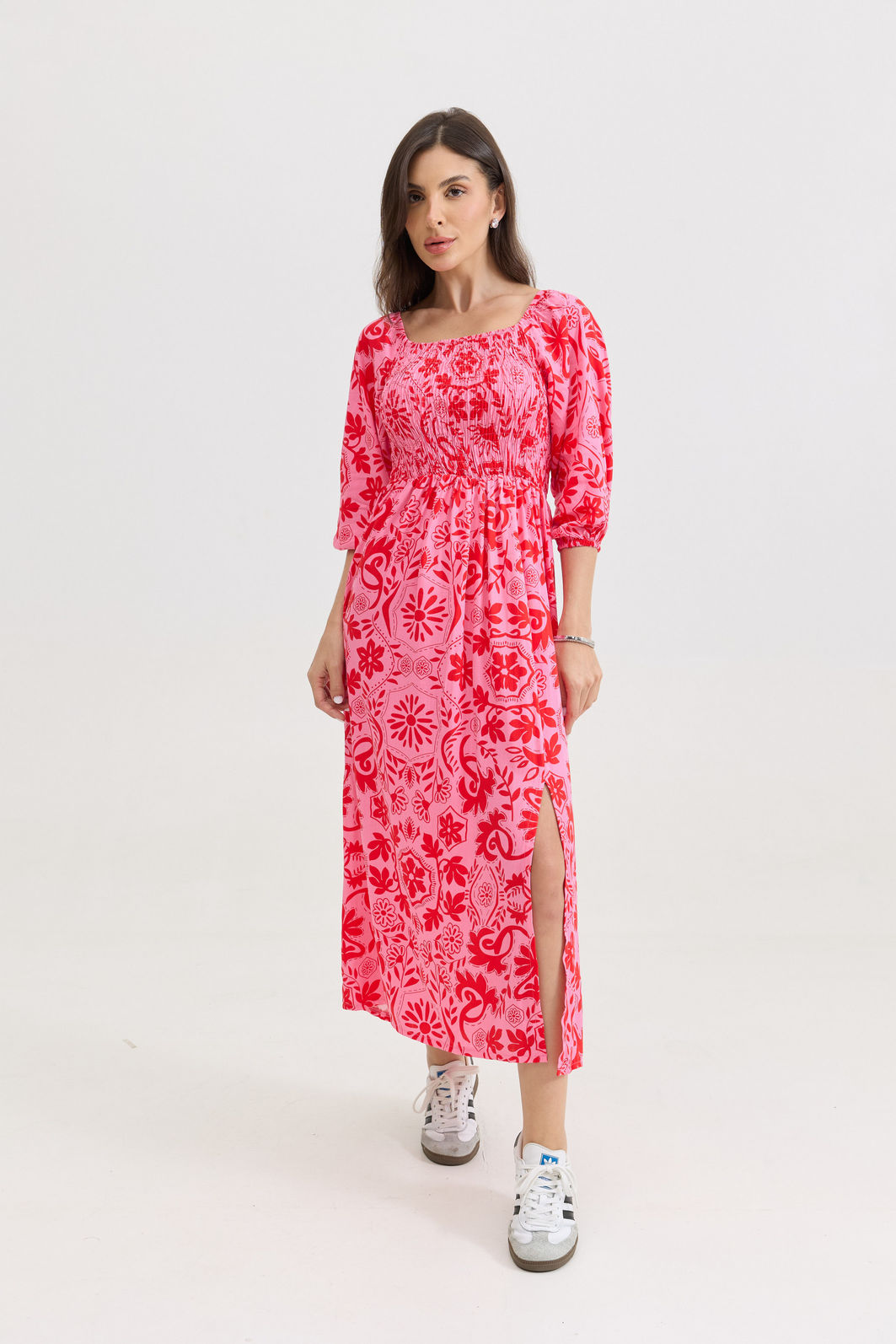 VESTIDO MIDI BARBARA LA FIORE ROSA