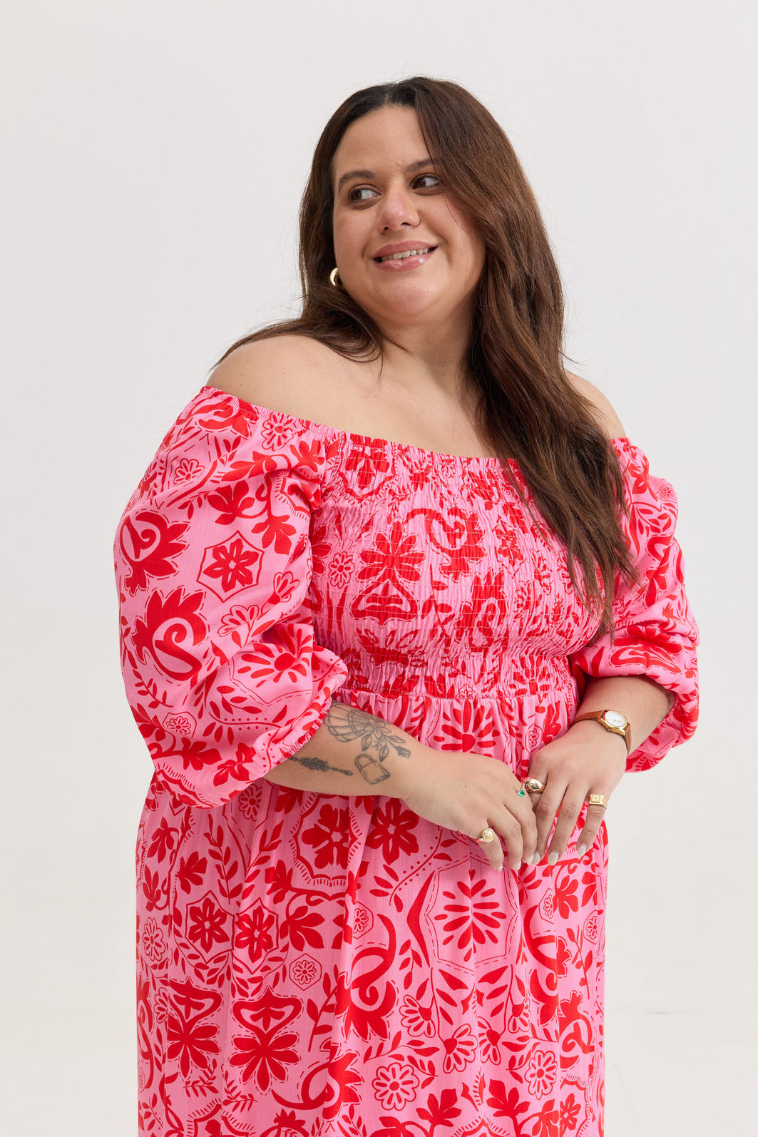VESTIDO MIDI BARBARA LA FIORE ROSA