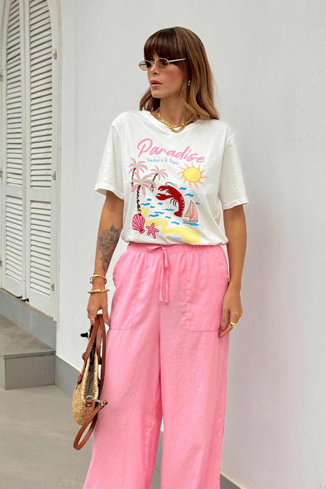 T-SHIRT ESTONADA VACATION PARADISE PATCHES OFF WHITE T-SHIRT ESTONADA VACATION PARADISE PATCHES OFF WHITE