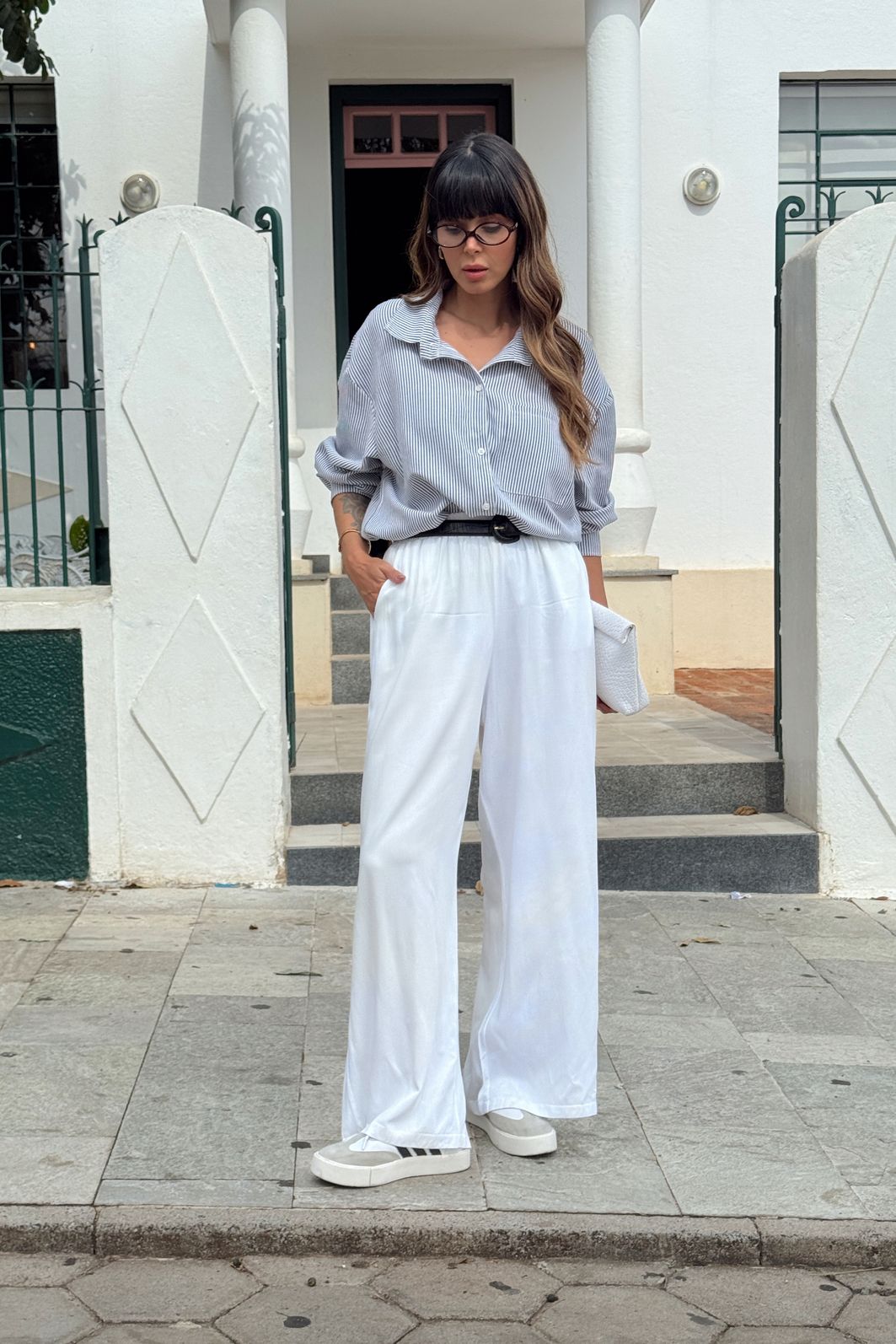 CAMISA BOTÕES LISTRAS OVER THAIS PRETA CAMISA BOTÕES LISTRAS OVER THAIS PRETA