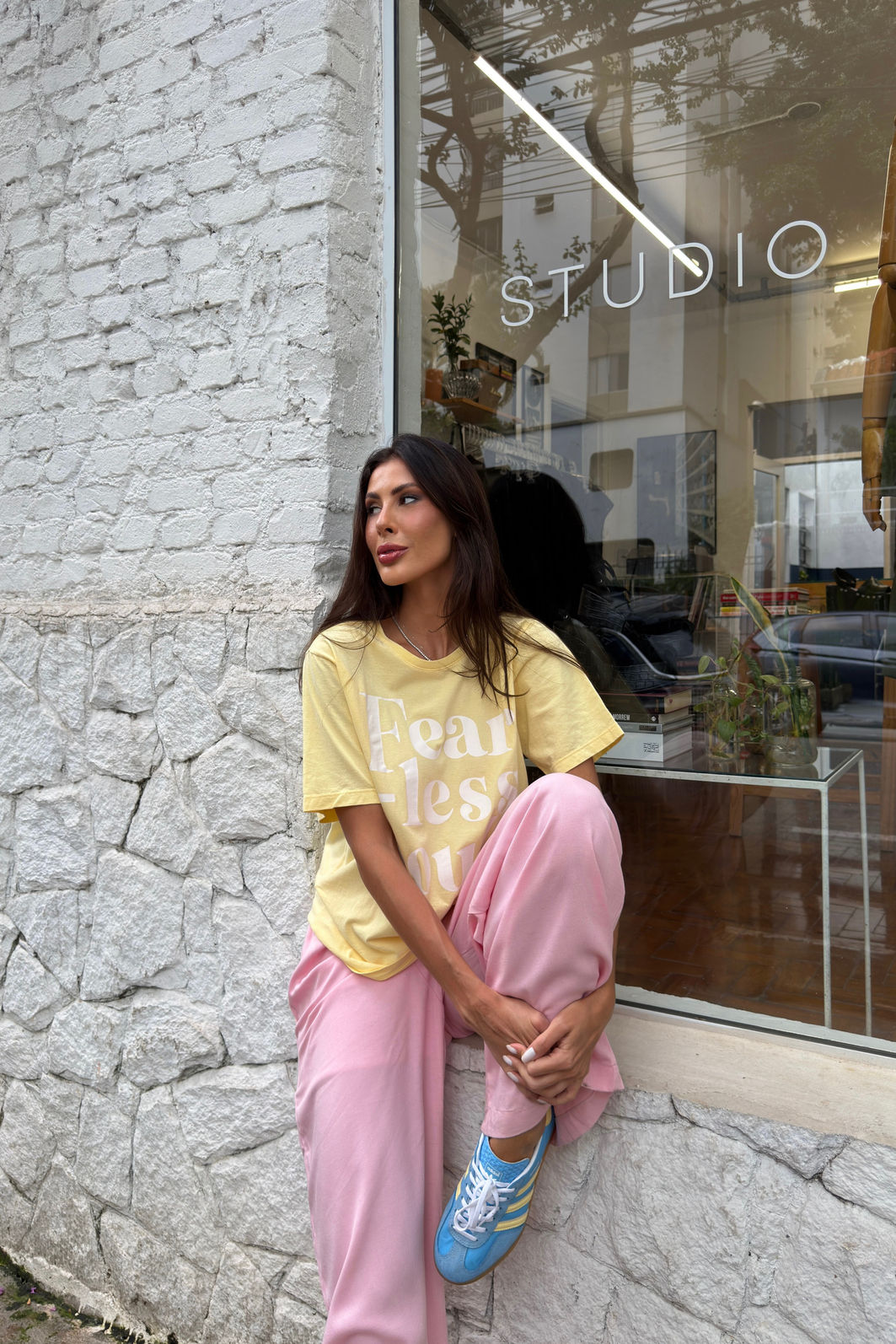 T-SHIRT ESTONADA FEARLESS SOUL AMARELO MANTEIGA T-SHIRT ESTONADA FEARLESS SOUL AMARELO MANTEIGA