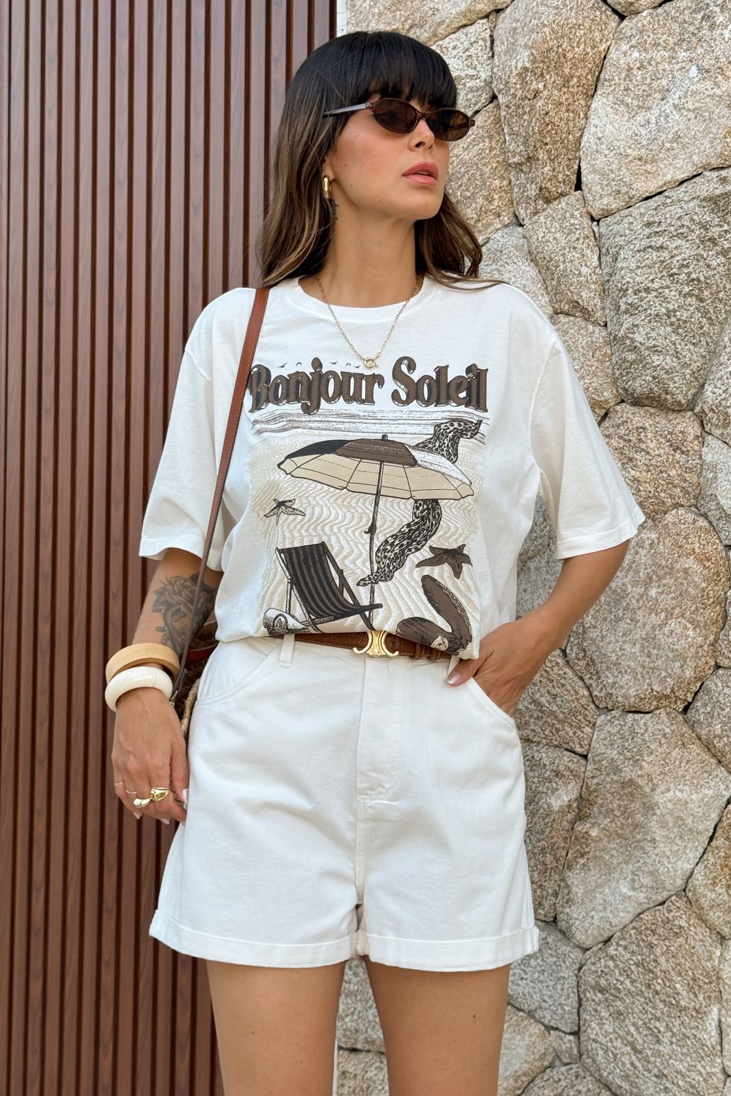 T-SHIRT OVERSIZED BONJOUR SOLEIL OFF WHITE T-SHIRT OVERSIZED BONJOUR SOLEIL OFF WHITE