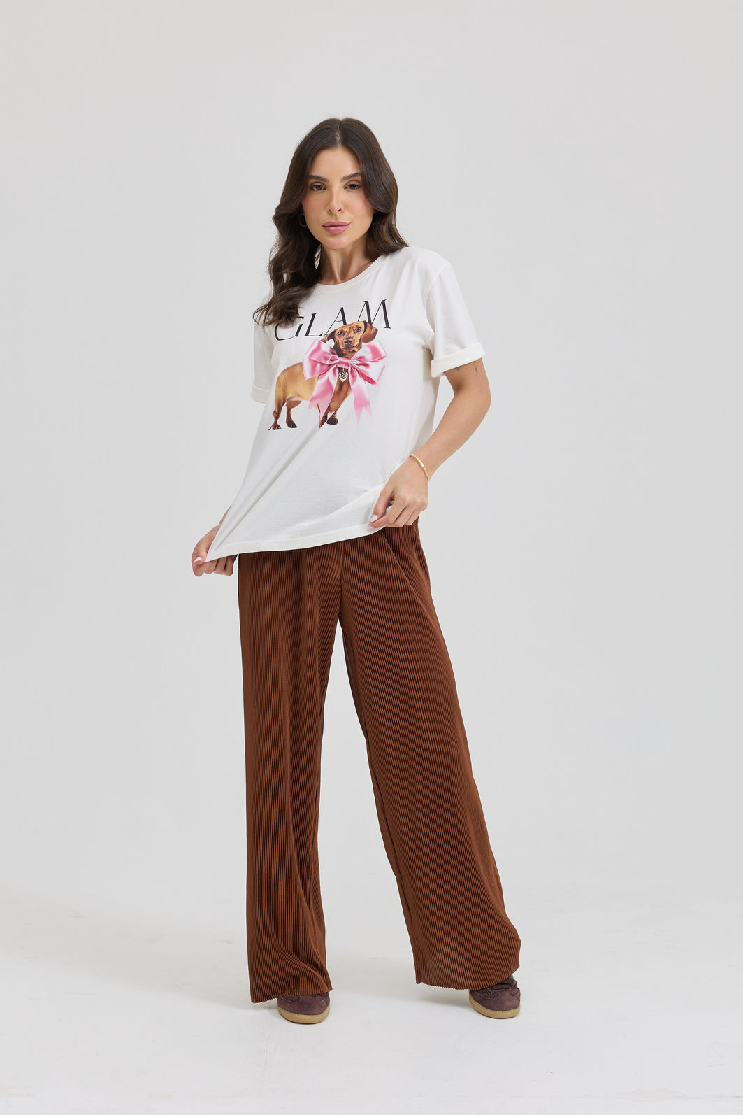 T-SHIRT ESTONADA GLAM DOG LAÇO OFF WHITE T-SHIRT ESTONADA GLAM DOG LAÇO OFF WHITE