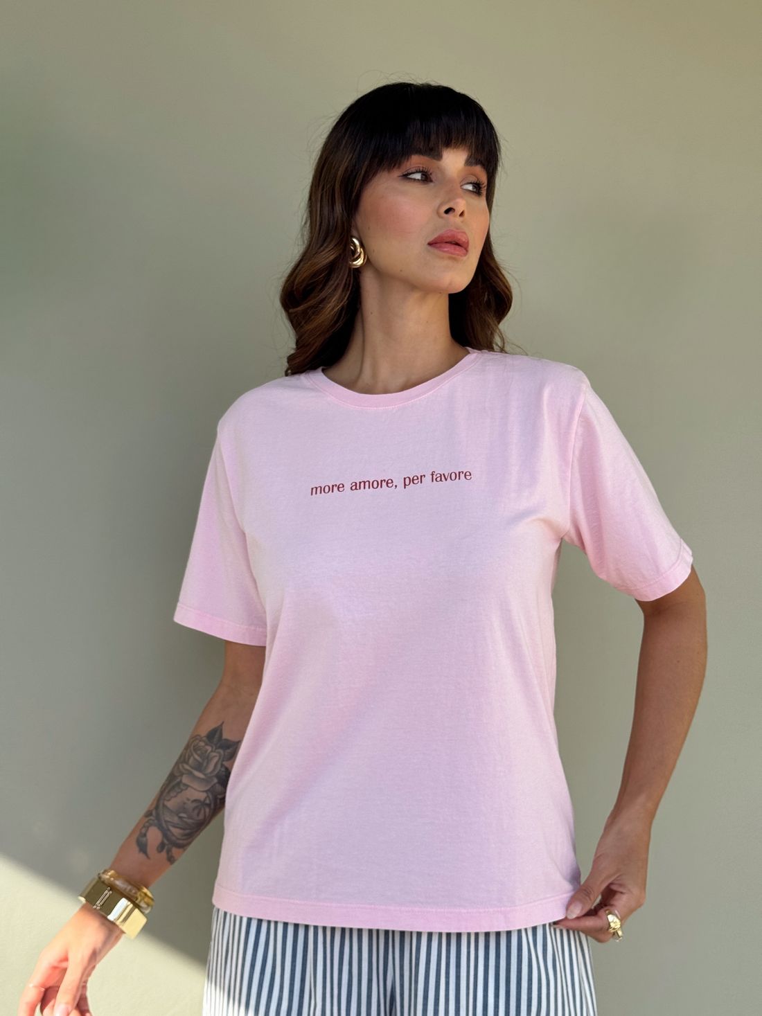 T-SHIRT ESTONADA MORE AMORE ROSA CANDY