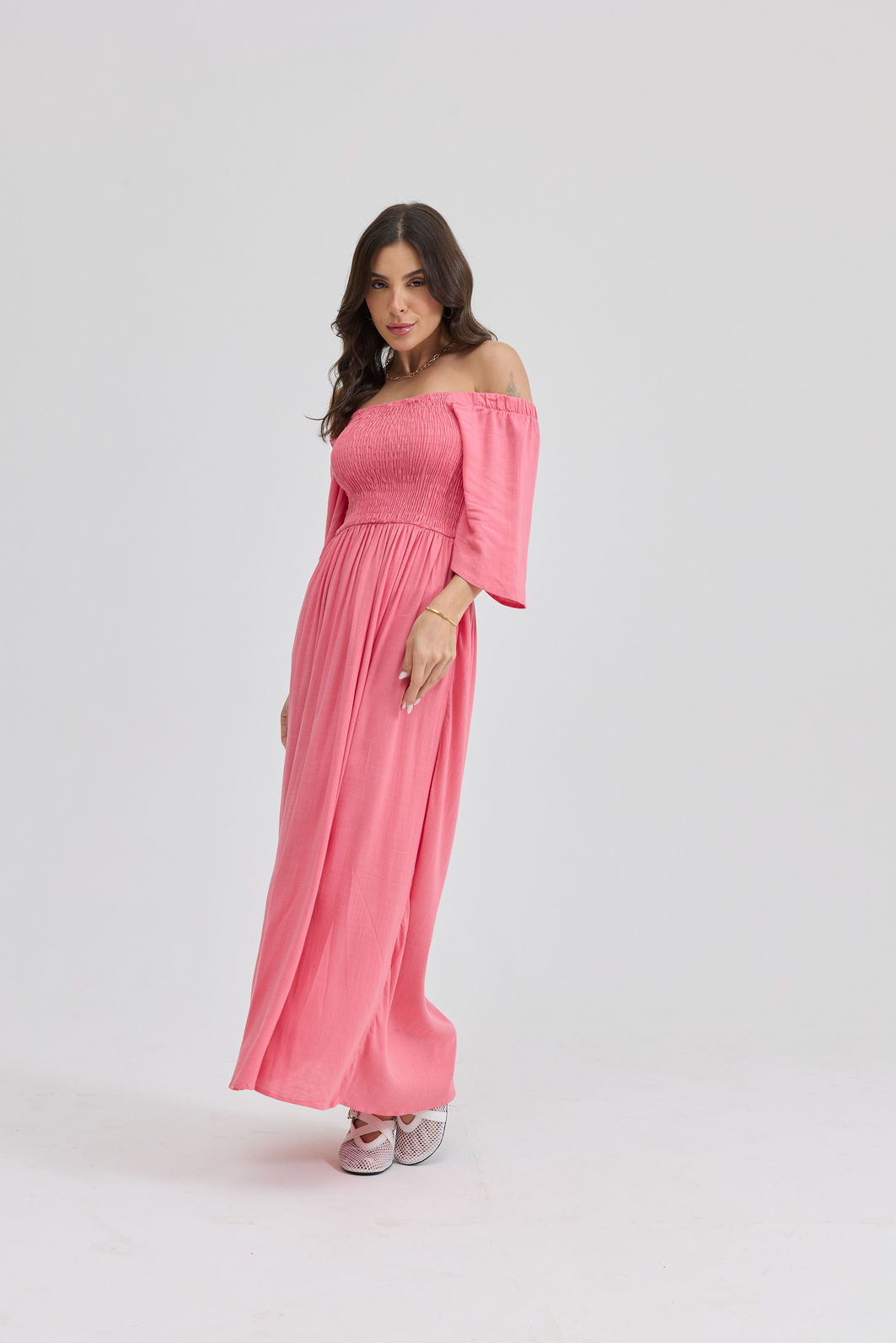 VESTIDO MIDI COM BUSTO EM LASTEX DREAMS ROSA CLARO VESTIDO MIDI COM BUSTO EM LASTEX DREAMS ROSA CLARO
