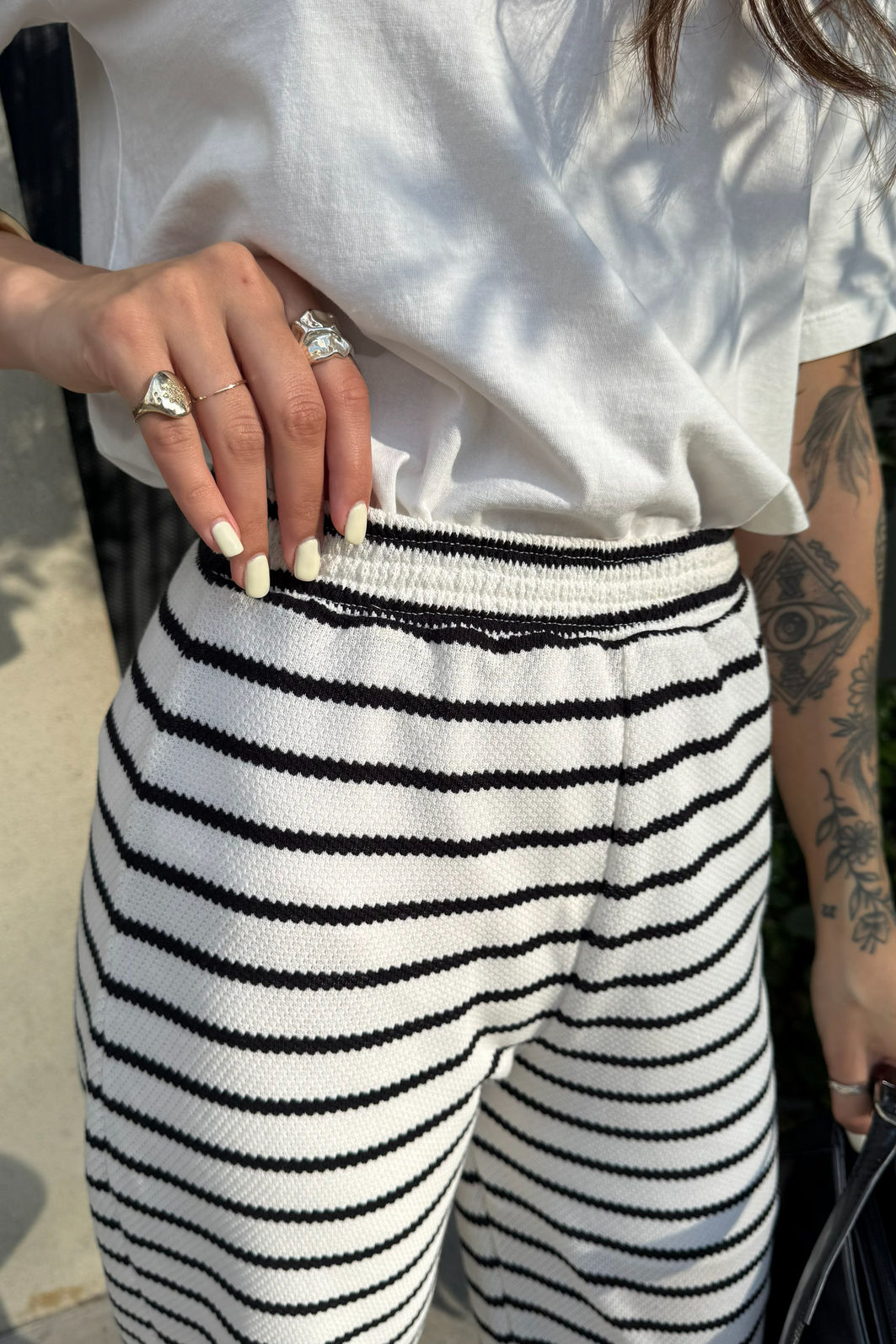 CALÇA JULIA LISTRADA NAVY OFF WHITE