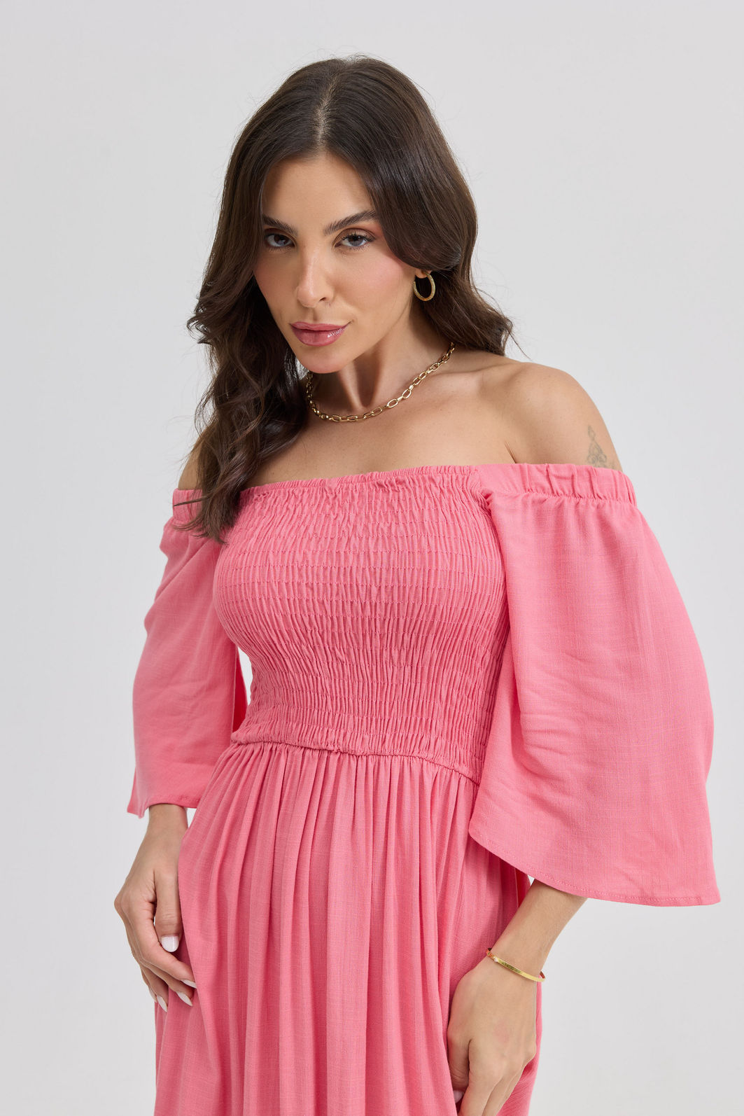 VESTIDO MIDI COM BUSTO EM LASTEX DREAMS ROSA CLARO VESTIDO MIDI COM BUSTO EM LASTEX DREAMS ROSA CLARO