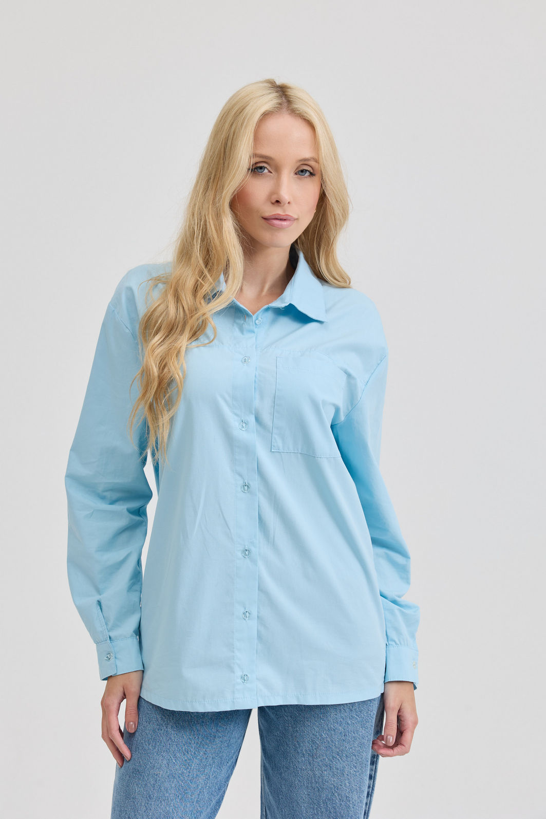 CAMISA EM TRICOLINE BRUNA AZUL CLARO CAMISA EM TRICOLINE BRUNA AZUL CLARO