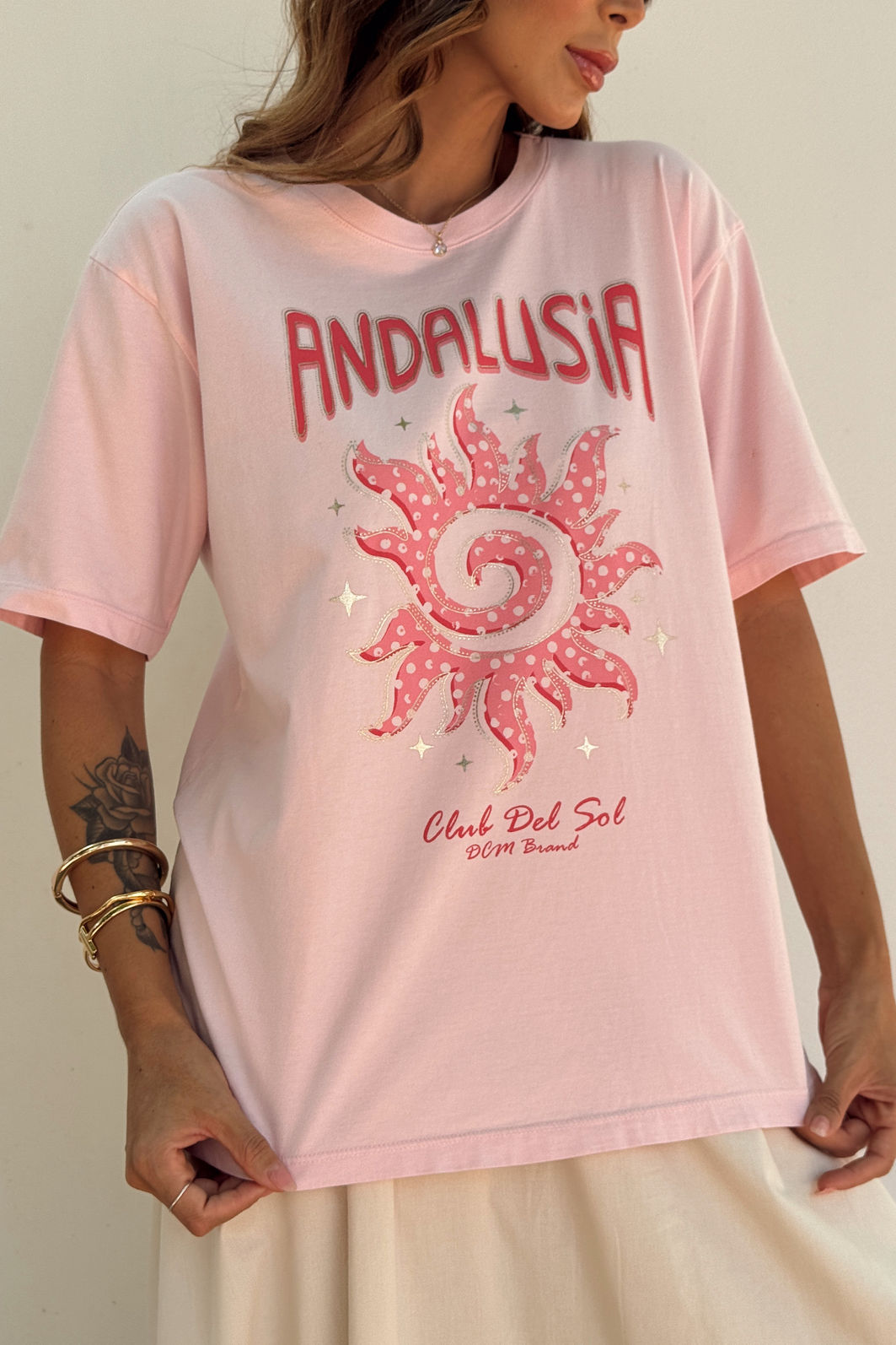 T-SHIRT ESTONADA ANDALUSIA (COM FOIL) ROSA CANDY T-SHIRT ESTONADA ANDALUSIA (COM FOIL) ROSA CANDY
