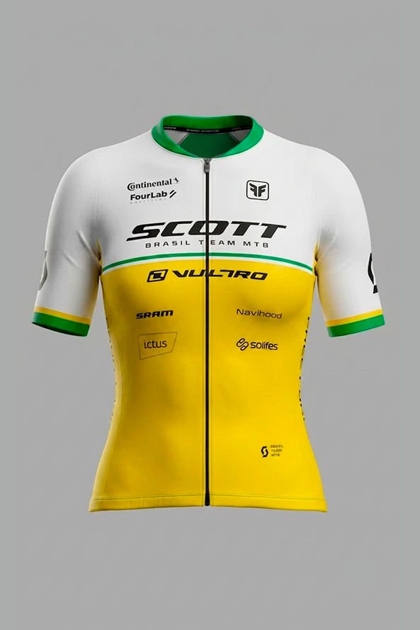 CAMISA AERO FEMININA EQUIPE SCOTT BRANCO/AMARELO CAMISA AERO FEMININA EQUIPE SCOTT BRANCO/AMARELO