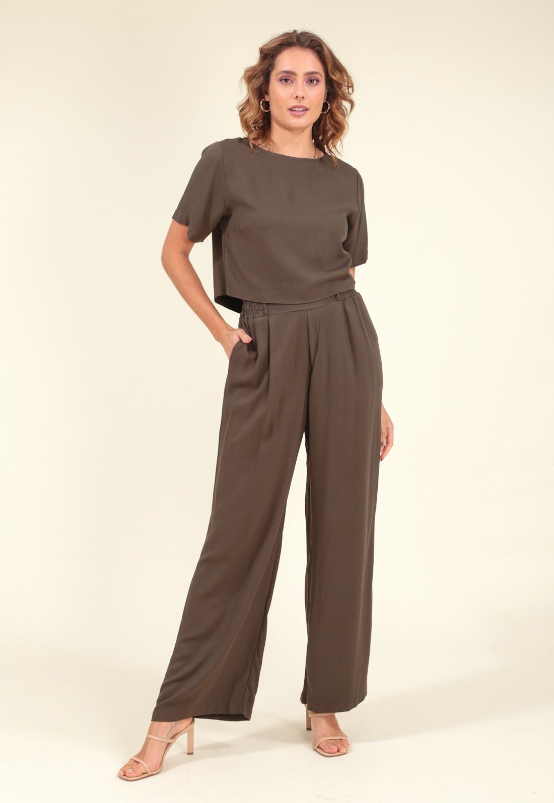 CALÇA VISCOSE TWILL WIDE LEG PREGA