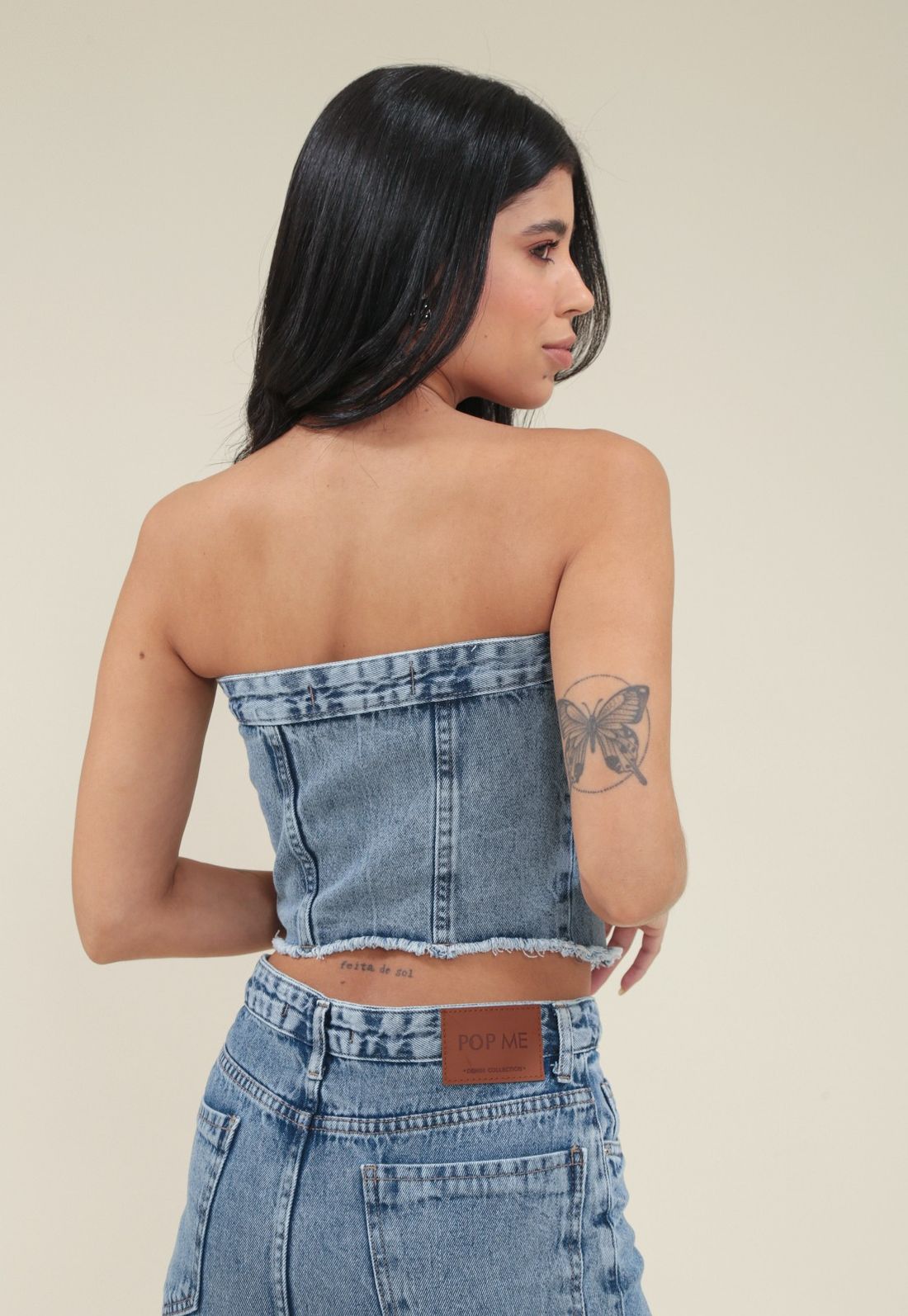 Top Jeans Cropped Tomara Que Caia
