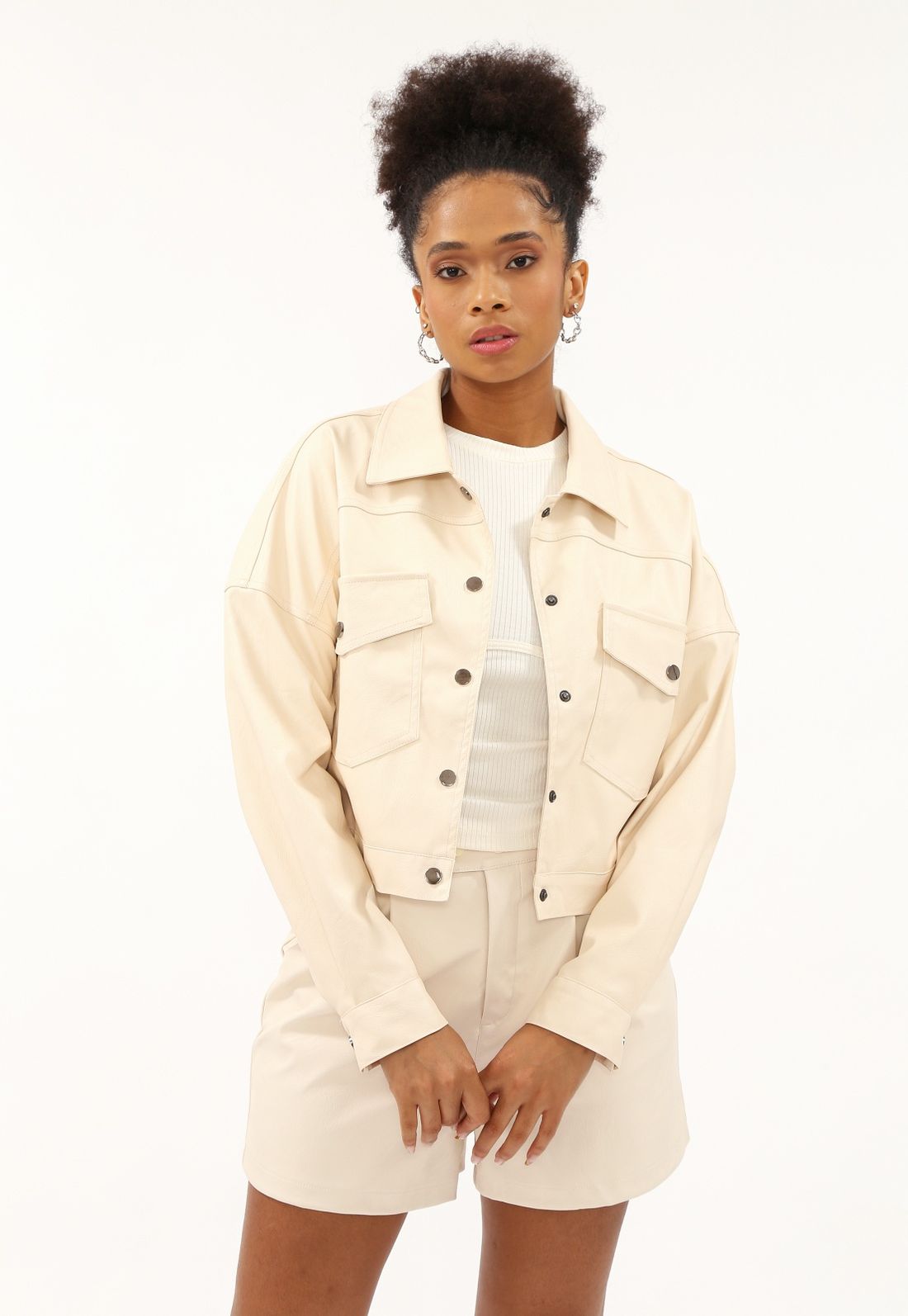 Jaqueta cropped couro sintetico online
