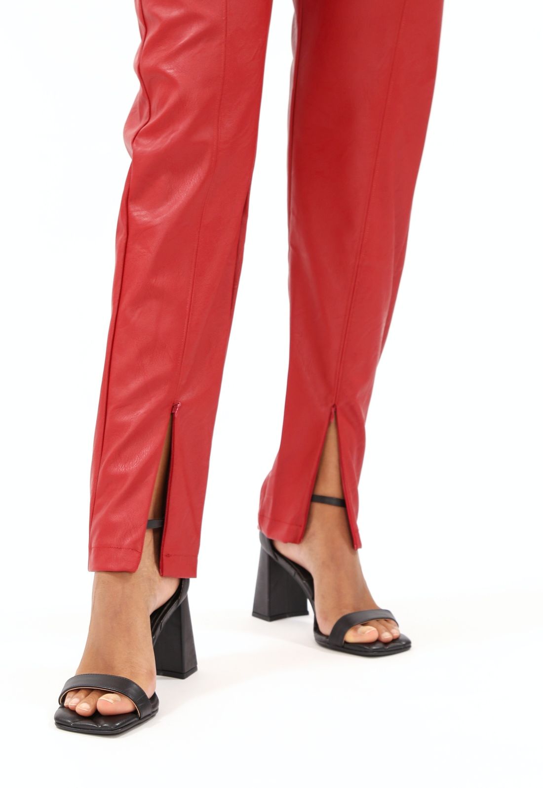 Calça couro clearance sintetico vermelha